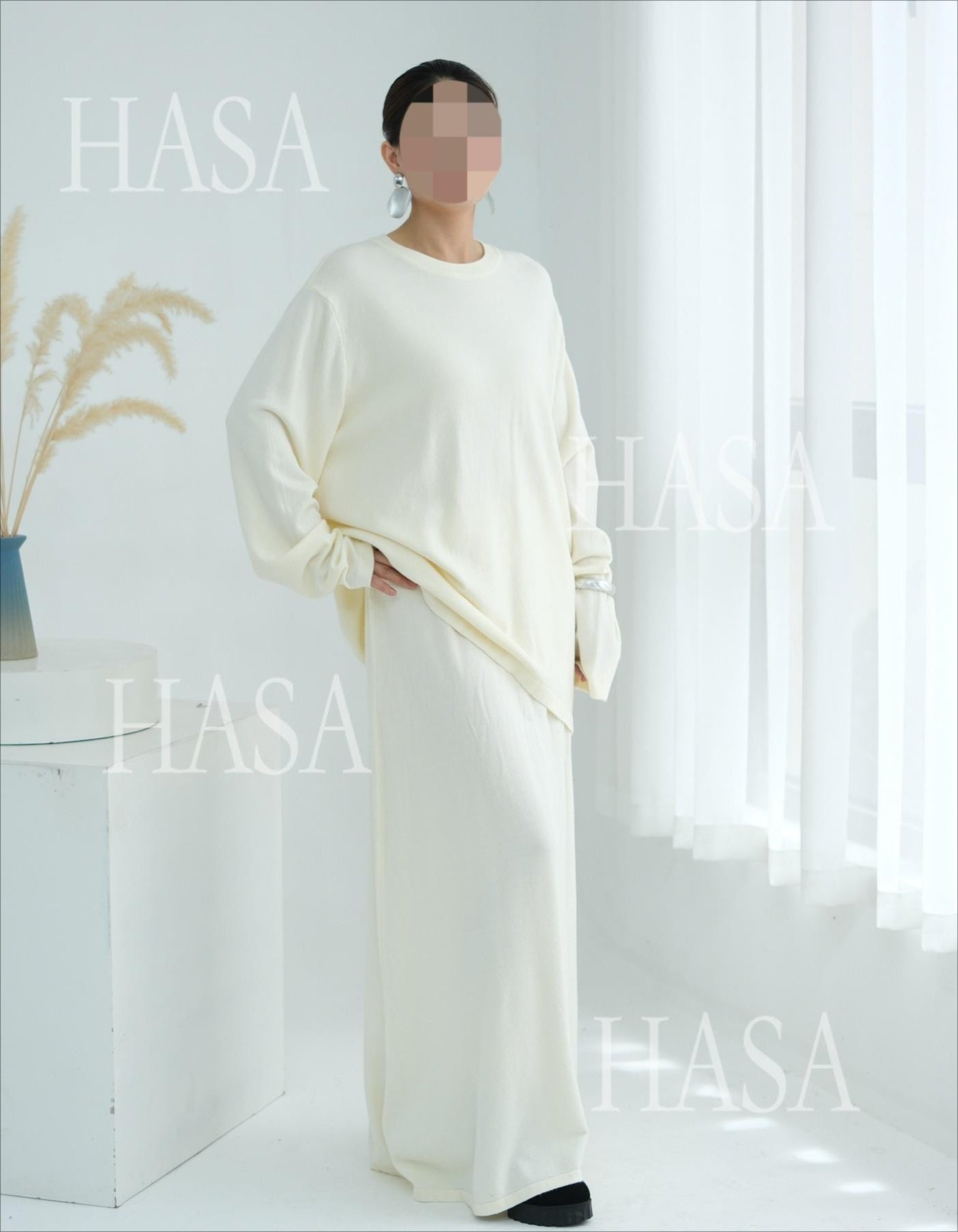 LM6609 Autumn and winter thickened knitted two-piece suit (excluding headscarf)