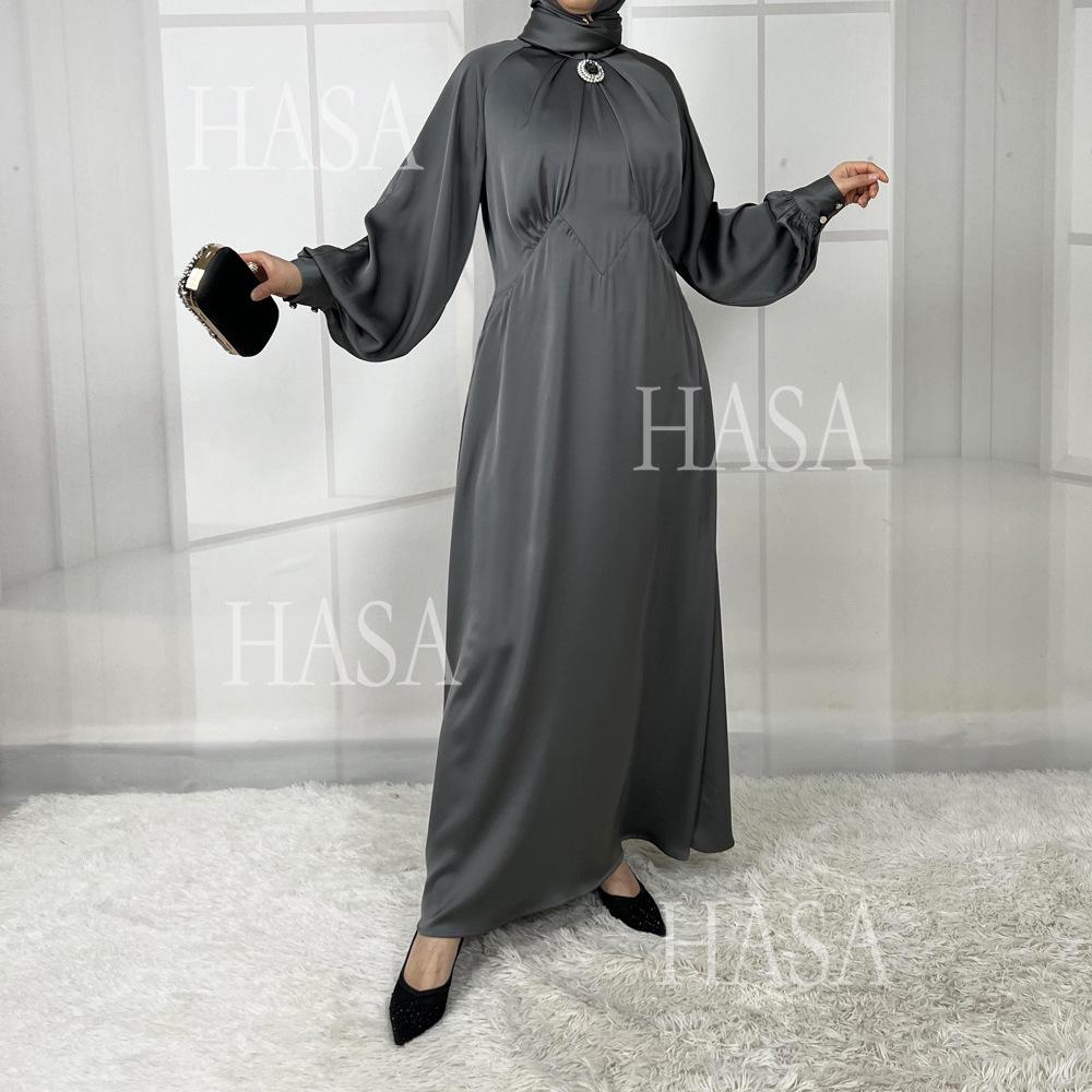 LUMAYA5859 High-end Silk Satin Robe (headscarf Not Included), Elegant Design Exudes Luxurious Texture