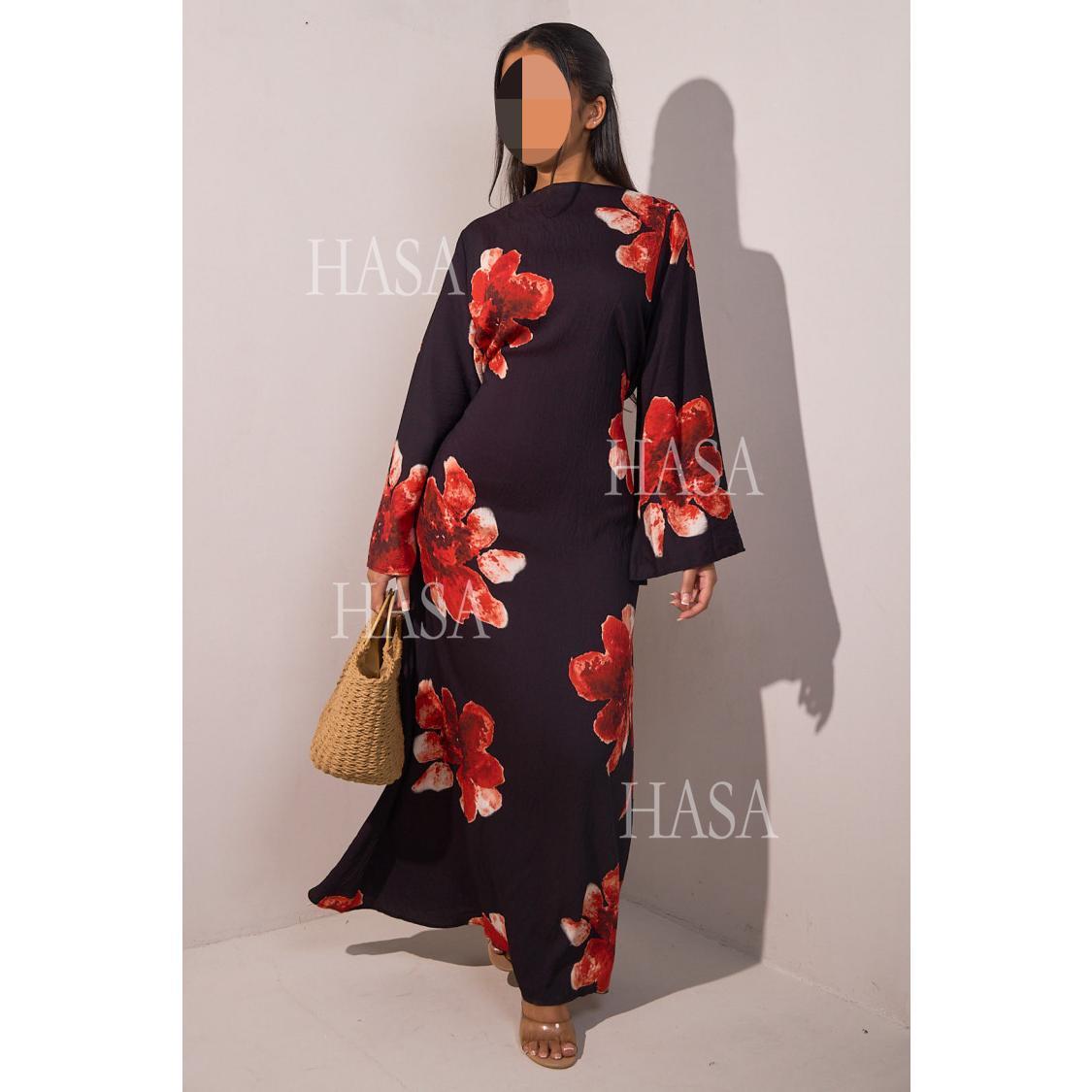 LUMAYA6503 Long-sleeved Waist-length Printed Dress (one Piece)