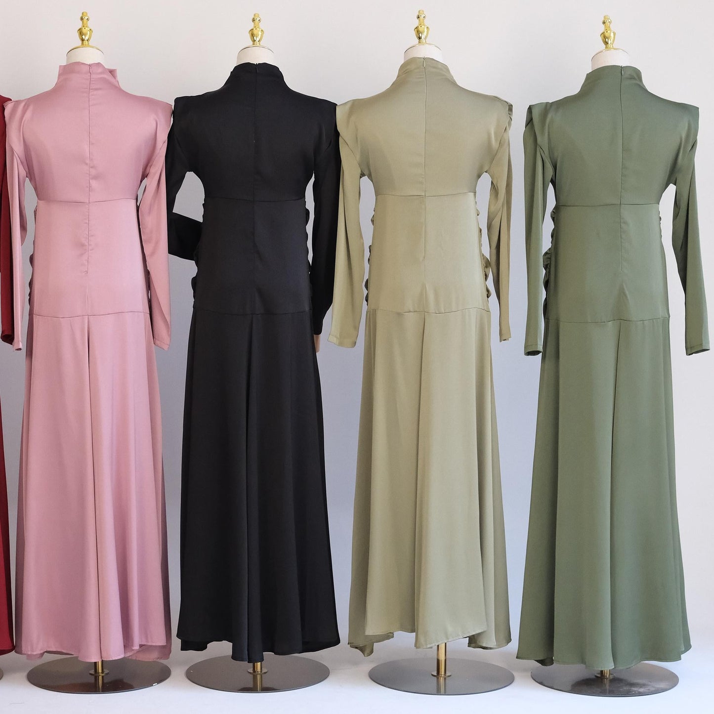 LUMAYA LUMAYA1020 Solid Color High Neck Slimming Robe Dress