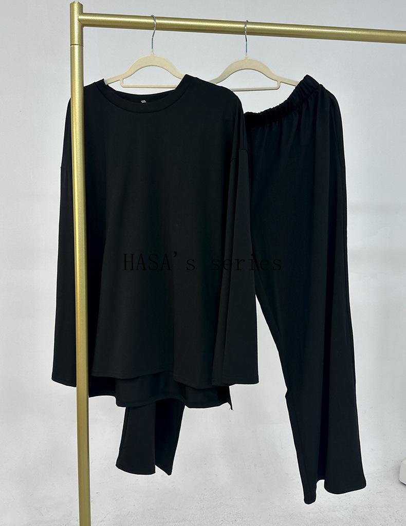 LUMAYA5488 Fashionable and Comfortable Loose Two-piece Suit - Simple Solid Color Design two  piece co  ords