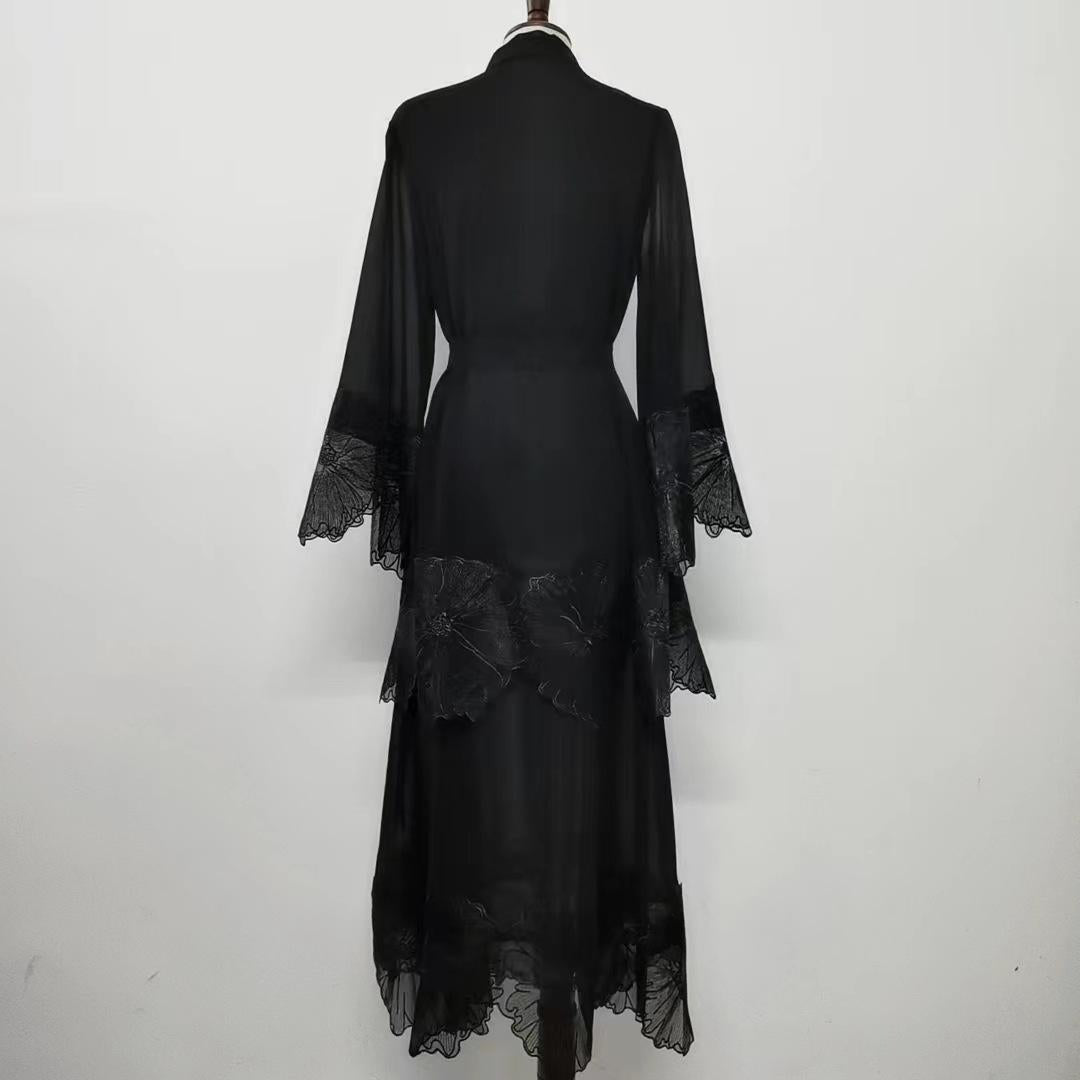 LUMAYA LUMAYA1025 1pcs Lace Embroidery Double-Layer Cardigan
