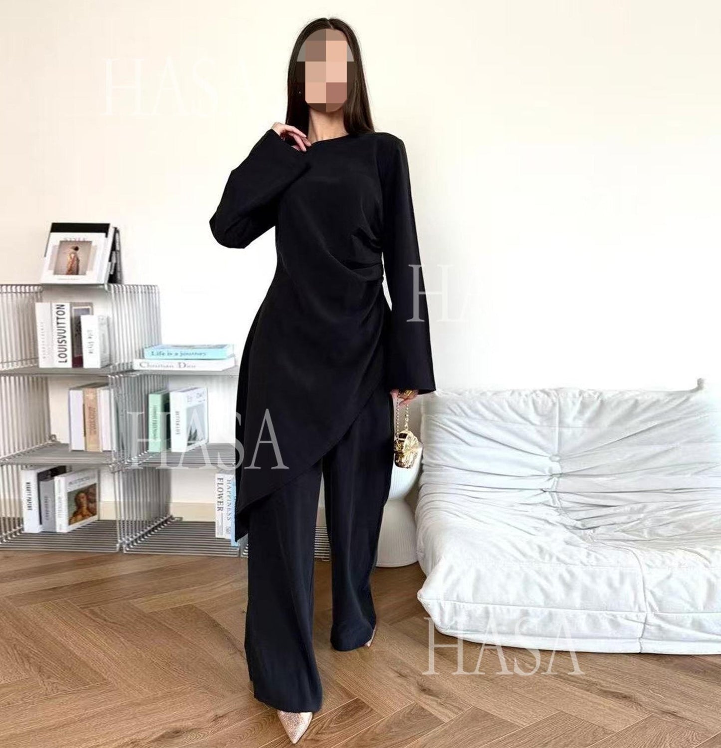 LM6606 Asymmetrical two-piece tunic (with optional headscarf)