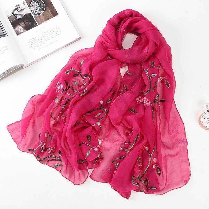LUMAYA LM1132 Chiffon Flower Embroidered Scarf