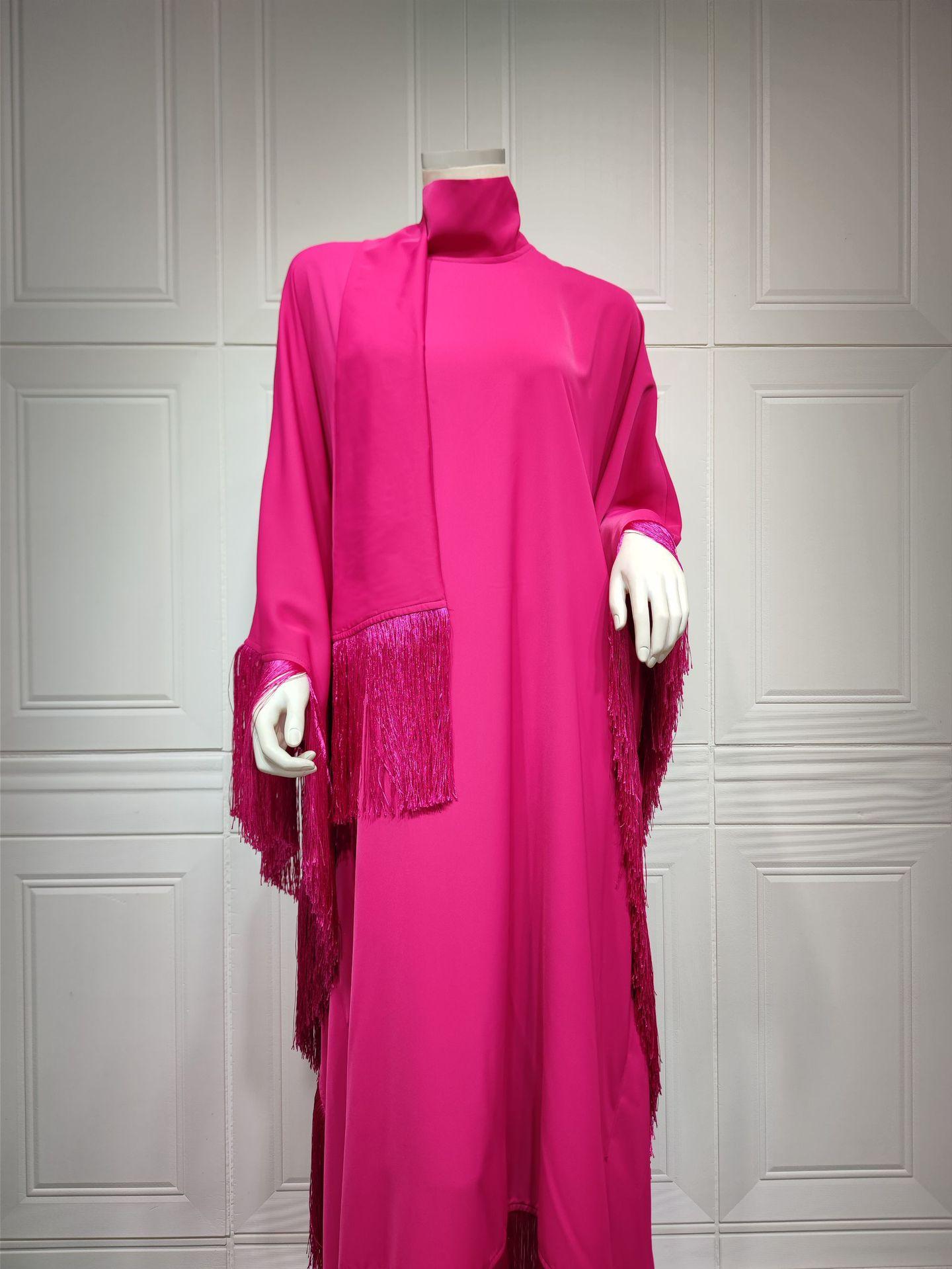 LUMAYA0467 Ladies Dolman Sleeve Tassel Kaftan High Fashion Dress modest party dress