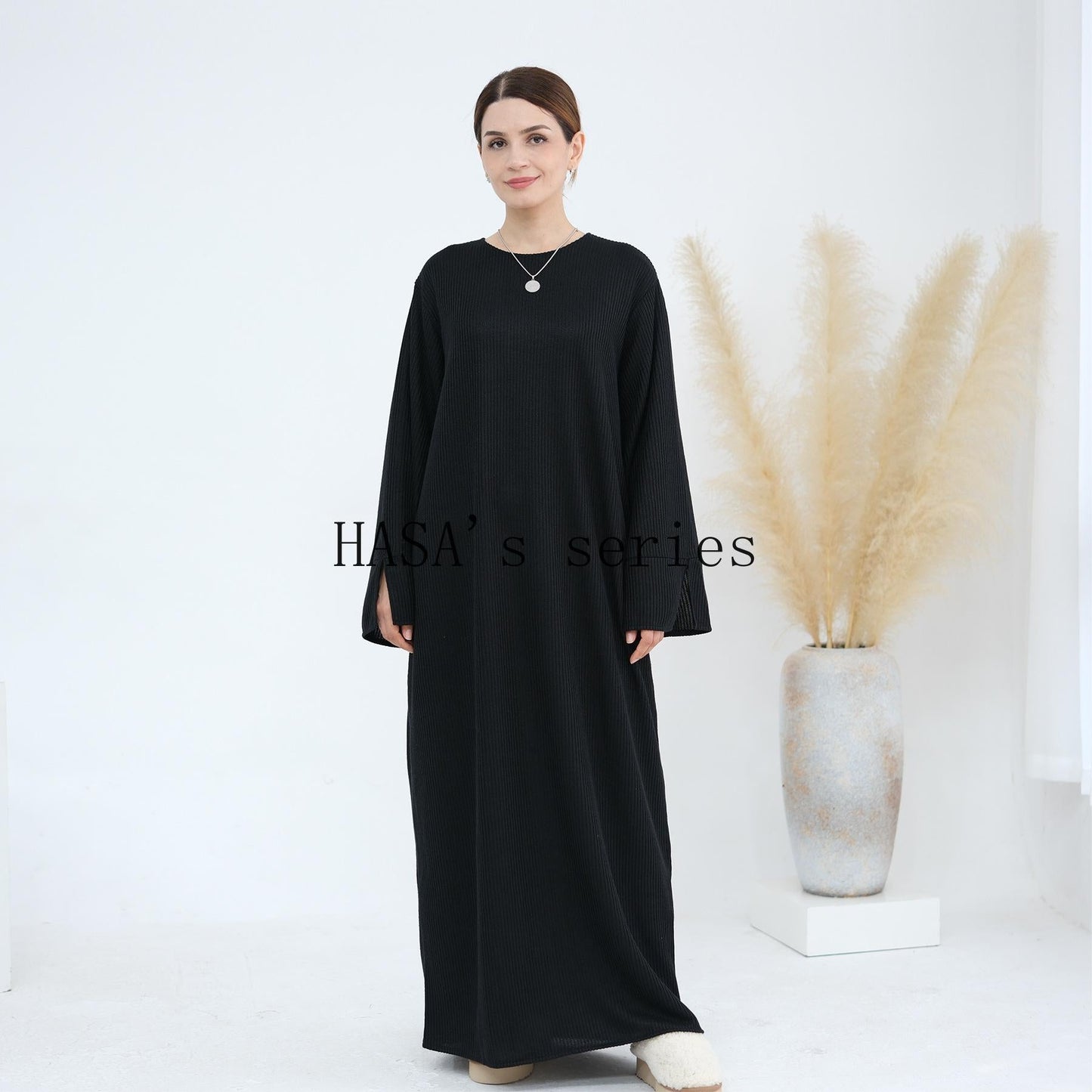 LUMAYA5440 Large Sleeve Thick Knitted Sweater Dress - Loose and Elegant Long Dress party  wear red dress thick  thigh 2  part bow  outfits
