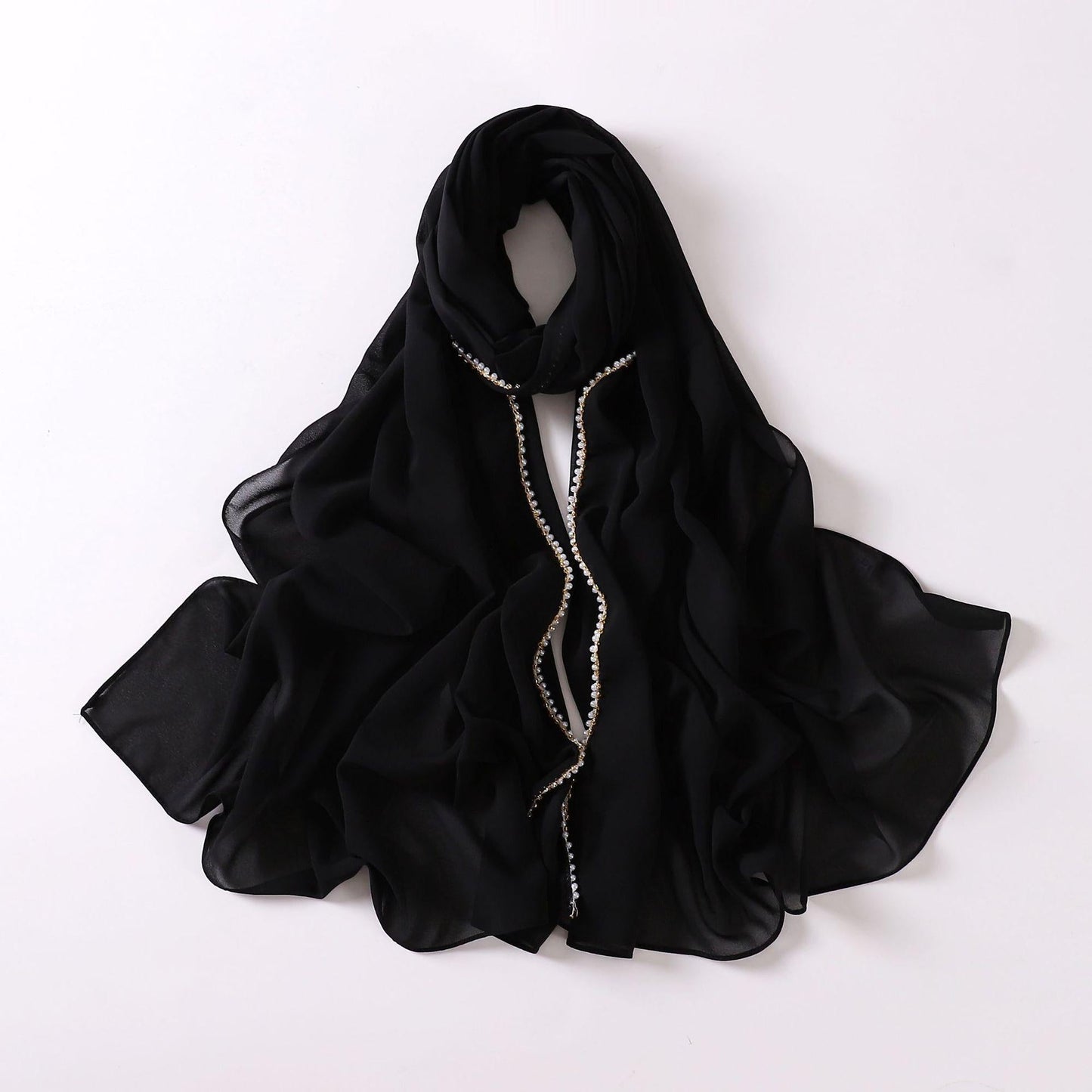LUMAYA LM1116 Pearl Chiffon Headband Hijab