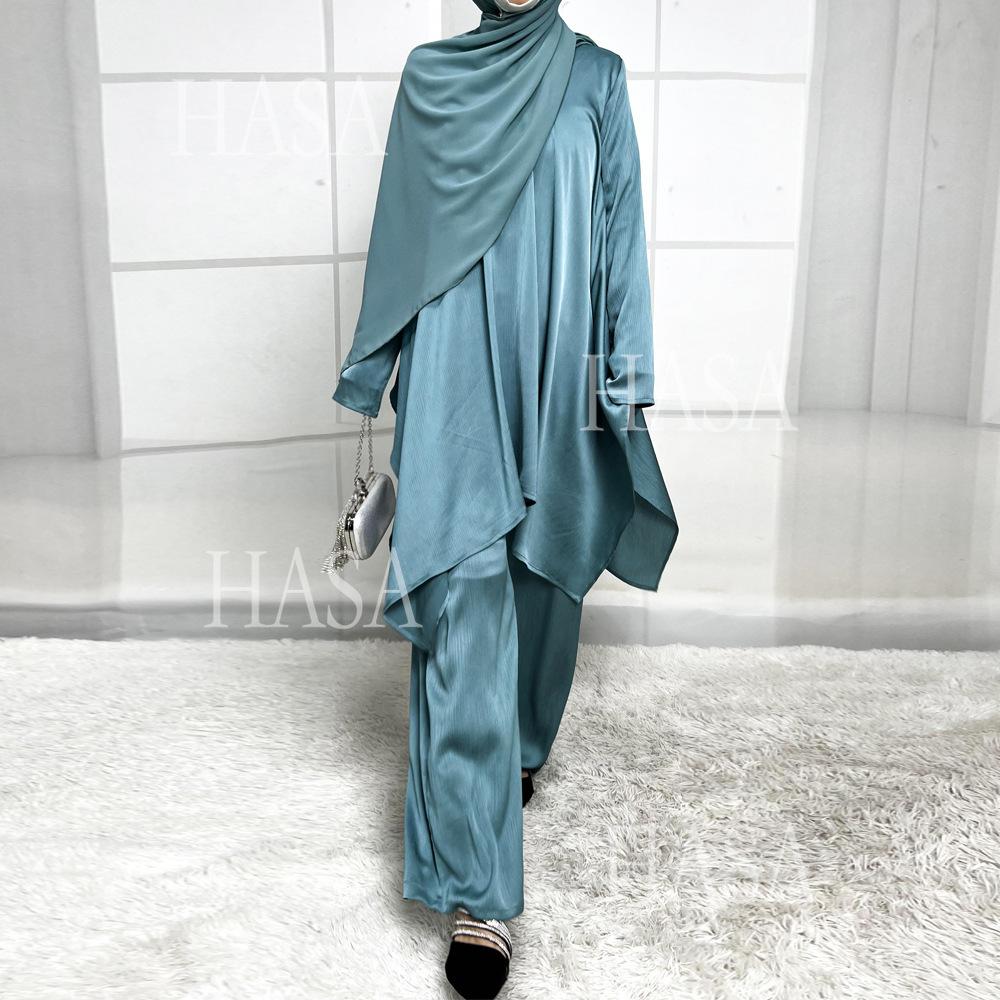 LUMAYA5854 High-end crepe linen two-piece robe, irregular design shows fashion(Headband not included)