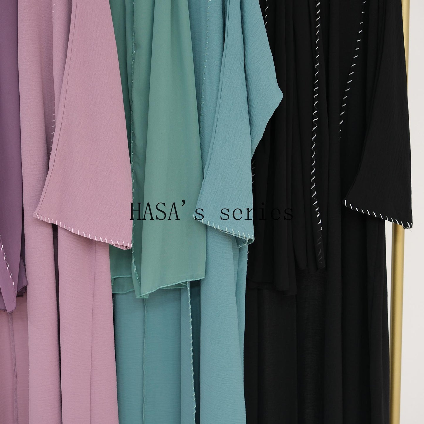 LUMAYA4843 Simple Cardigan and Headscarf Two-piece Set.