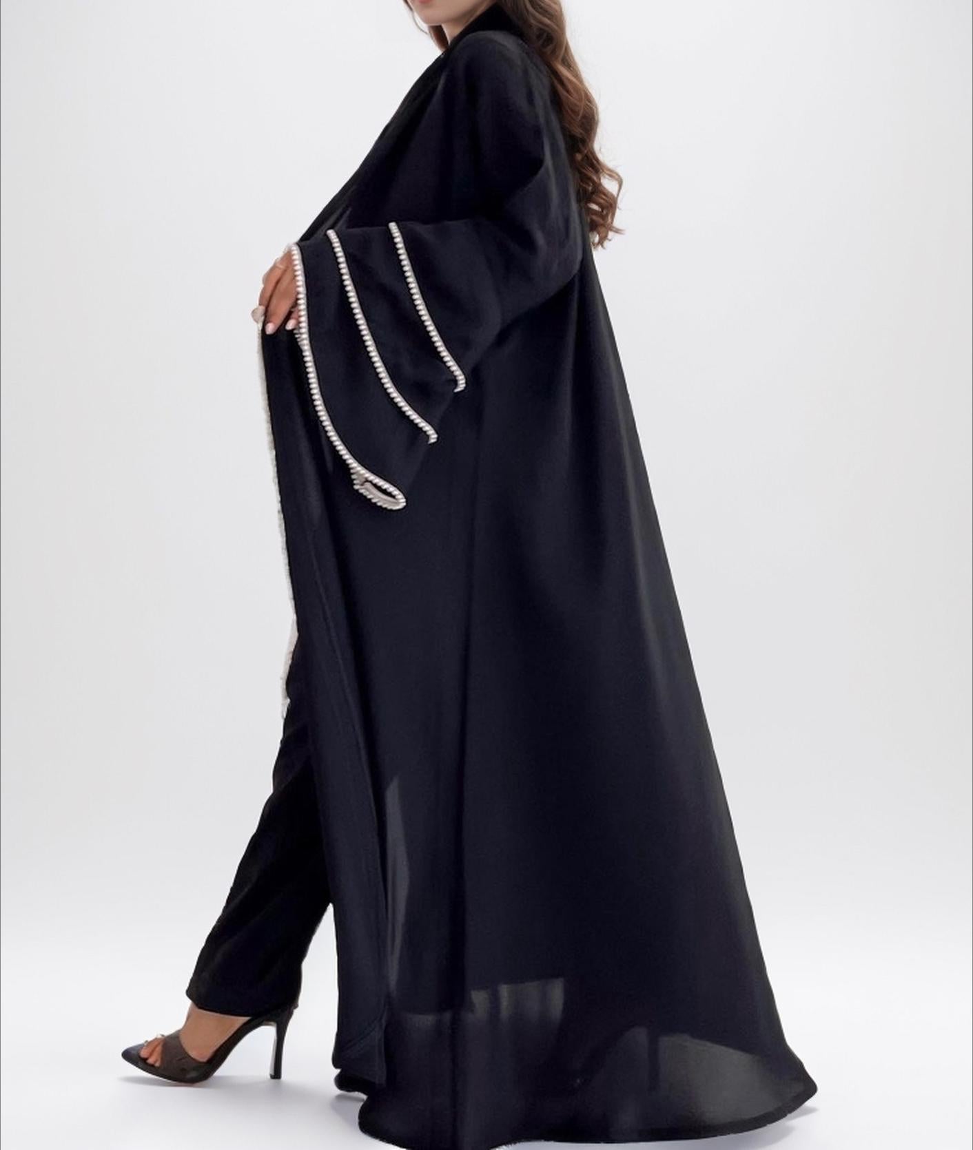 LUMAYA6543 Elegant Abaya with LUMAYAnd-Embroidered Pearl Details