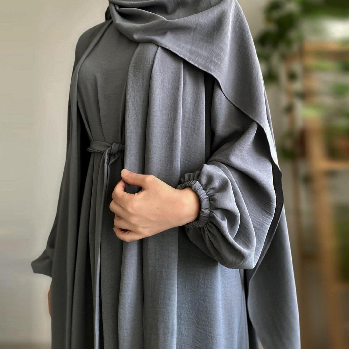 LUMAYA LUMAYA0995 3pcs Cardigan+without  Sleeves Inner Dress+Hijab
