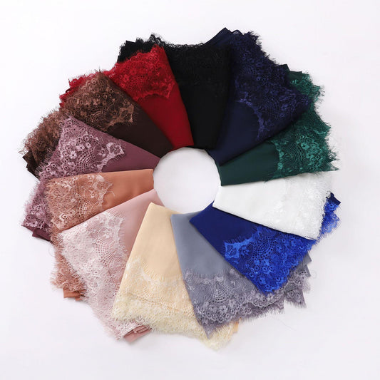 LUMAYA LM1119 Chiffon Lace Edge Headband Hijab