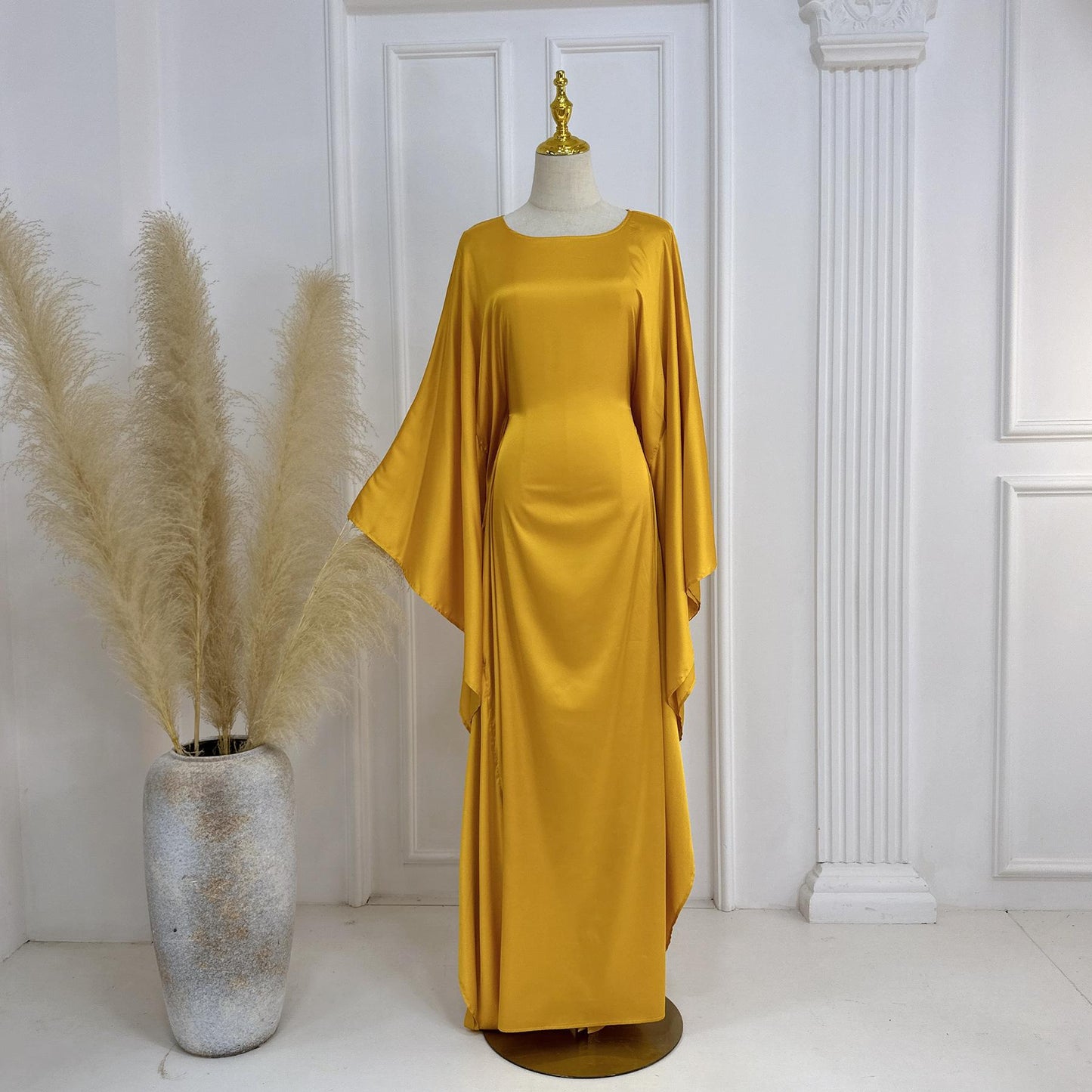 LM1504 Satin Batwing Sleeve Kaftan with Inner Belt