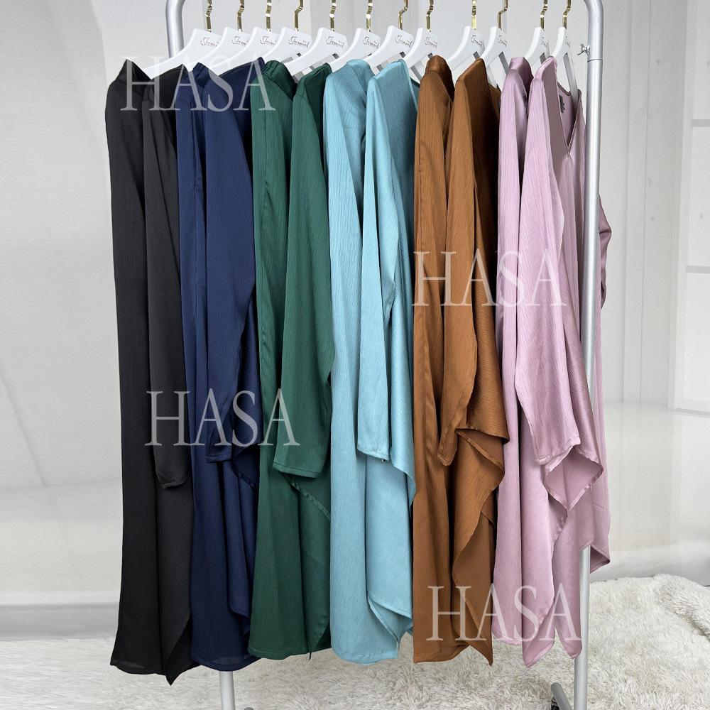LUMAYA5854 High-end crepe linen two-piece robe, irregular design shows fashion(Headband not included)
