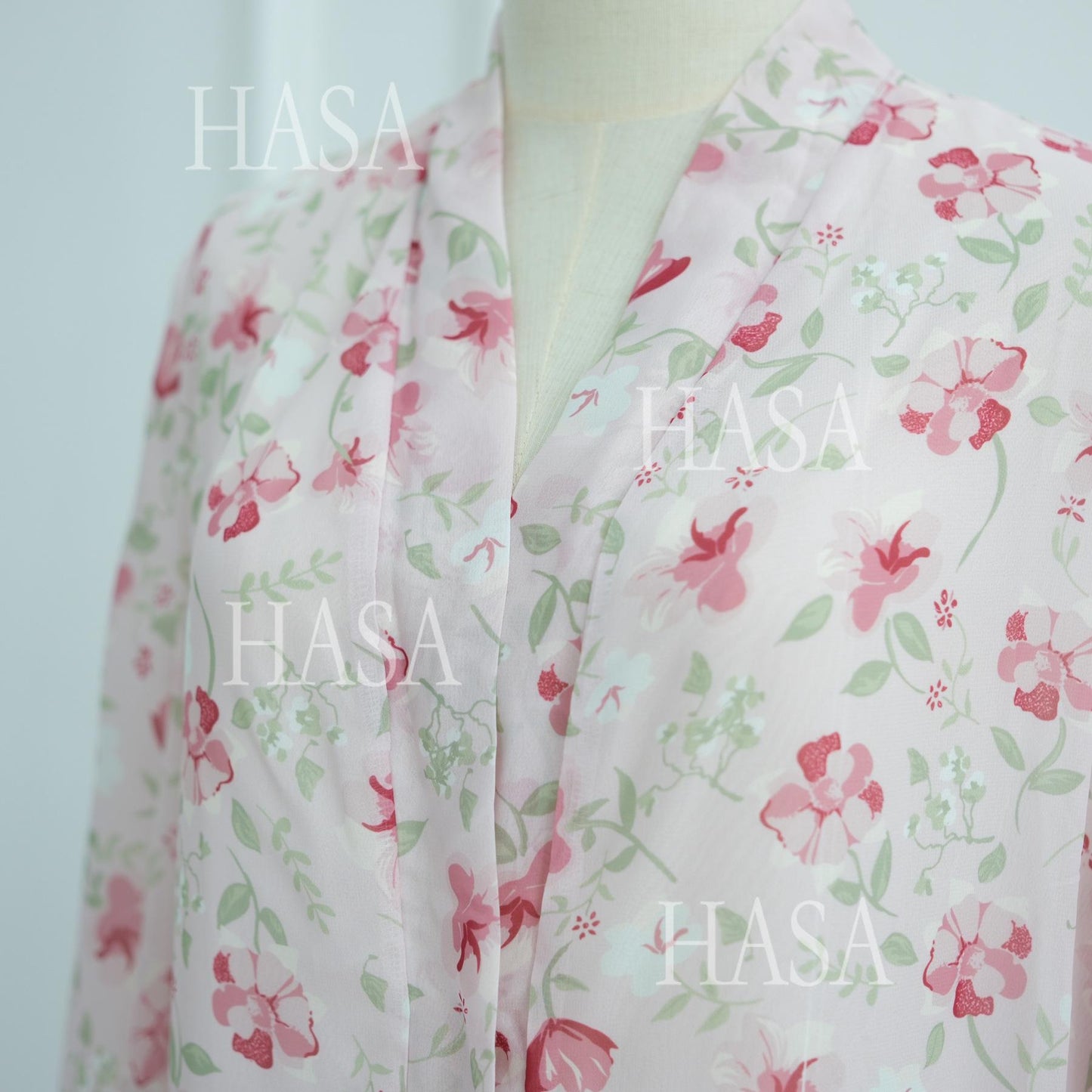 LUMAYA6515 Summer Printed Chiffon Jacket and Headscarf Two-Piece Set
