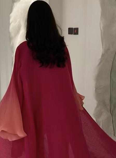 LUMAYASASERIES LUMAYA6721 Olive Ombre  Green Abaya with Gradient Cuffs