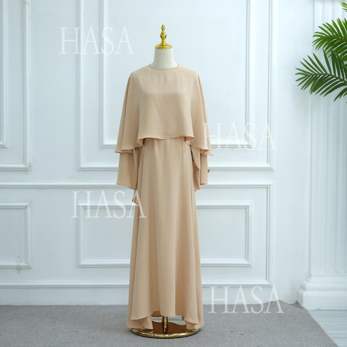 LUMAYA6532 Slim-fit waist cape robe two-piece set