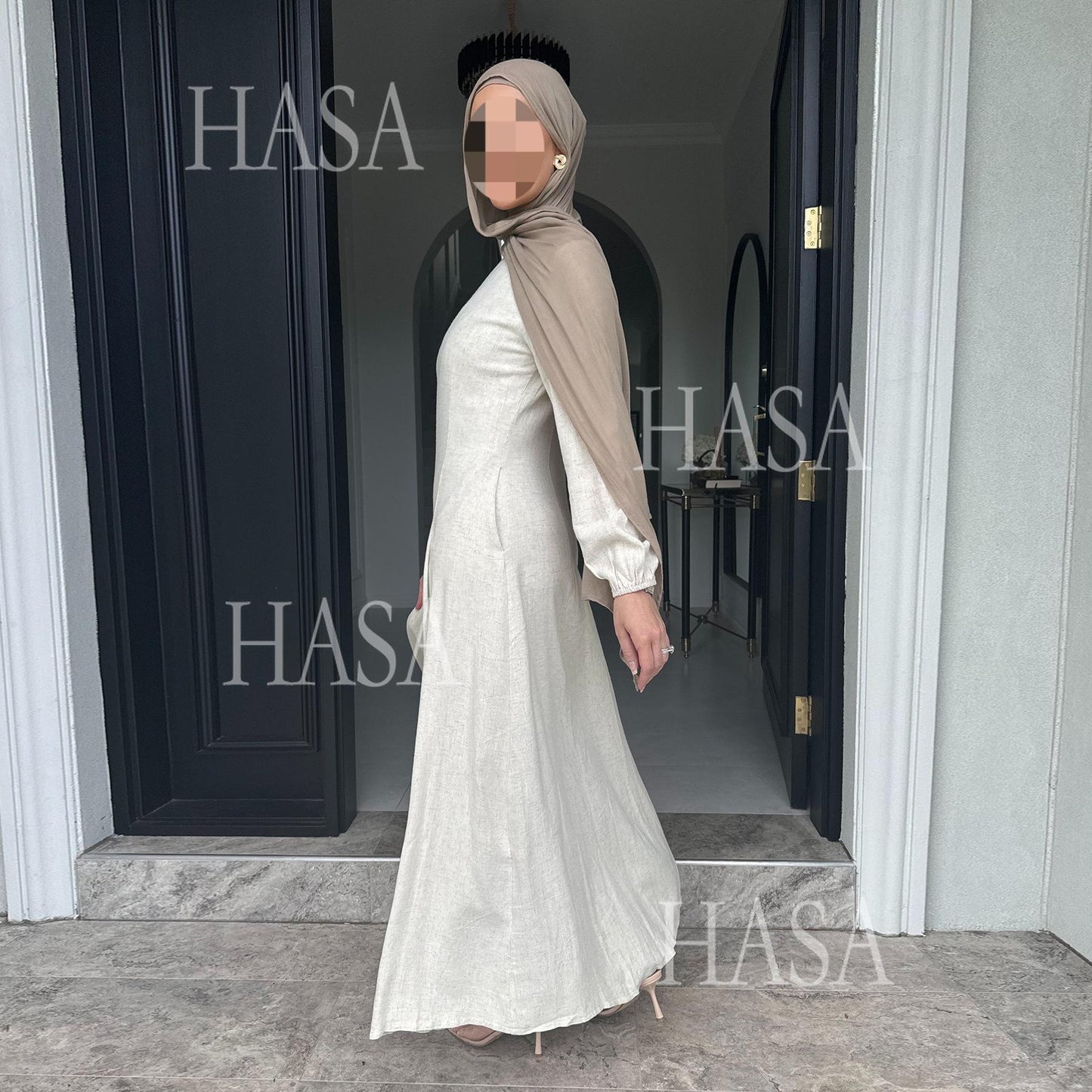 LMSA LM5868 Solid Color Swing Comfortable  Dress Robe Waist Cinching