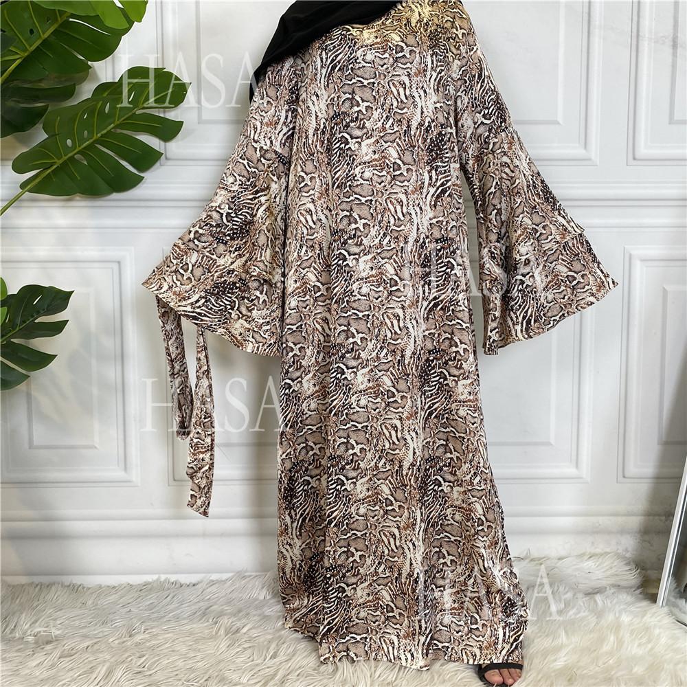 LM6590 Fashionable Printed Loose-fitting Dress with Lace-up Design and Wide Swing