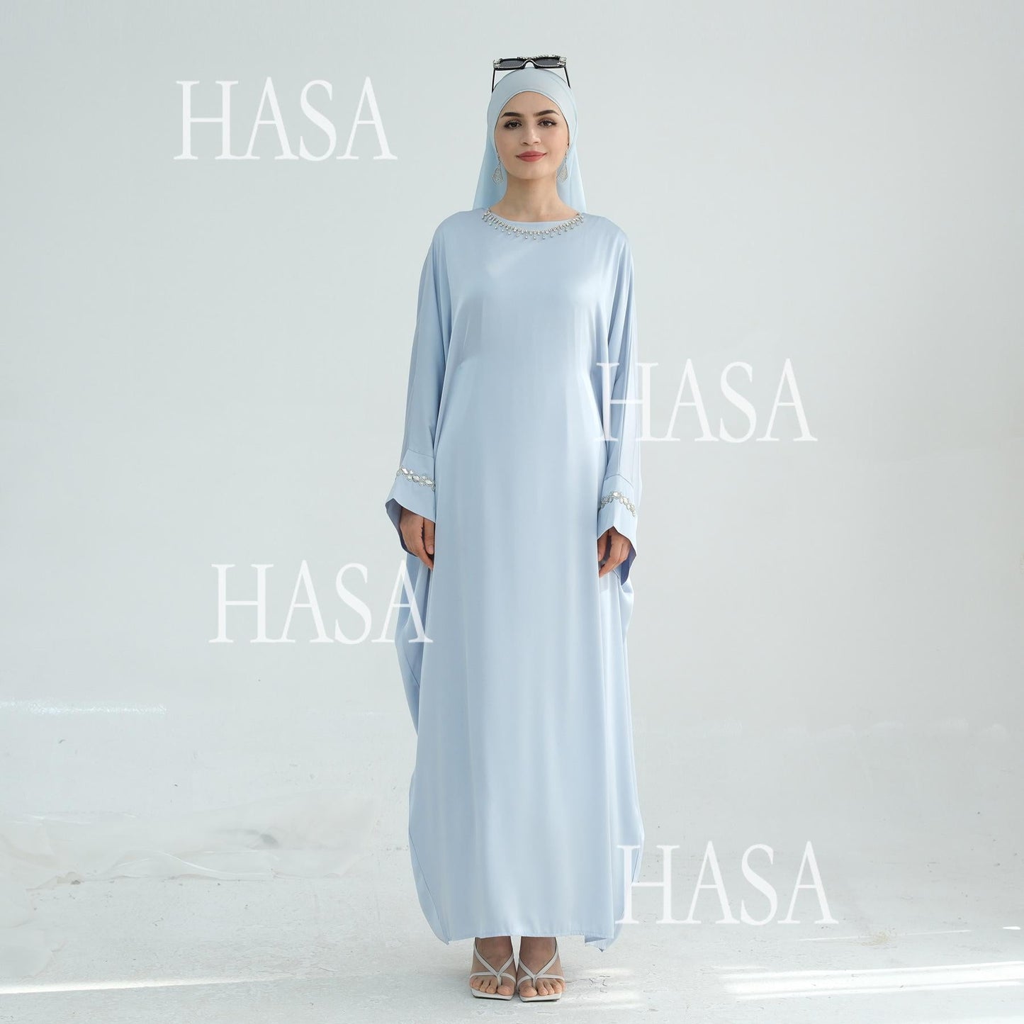 LUMAYA5882 A Cardigan Dress with Exquisite Hot Diamond Embellishment and Elegant Details closed abayas