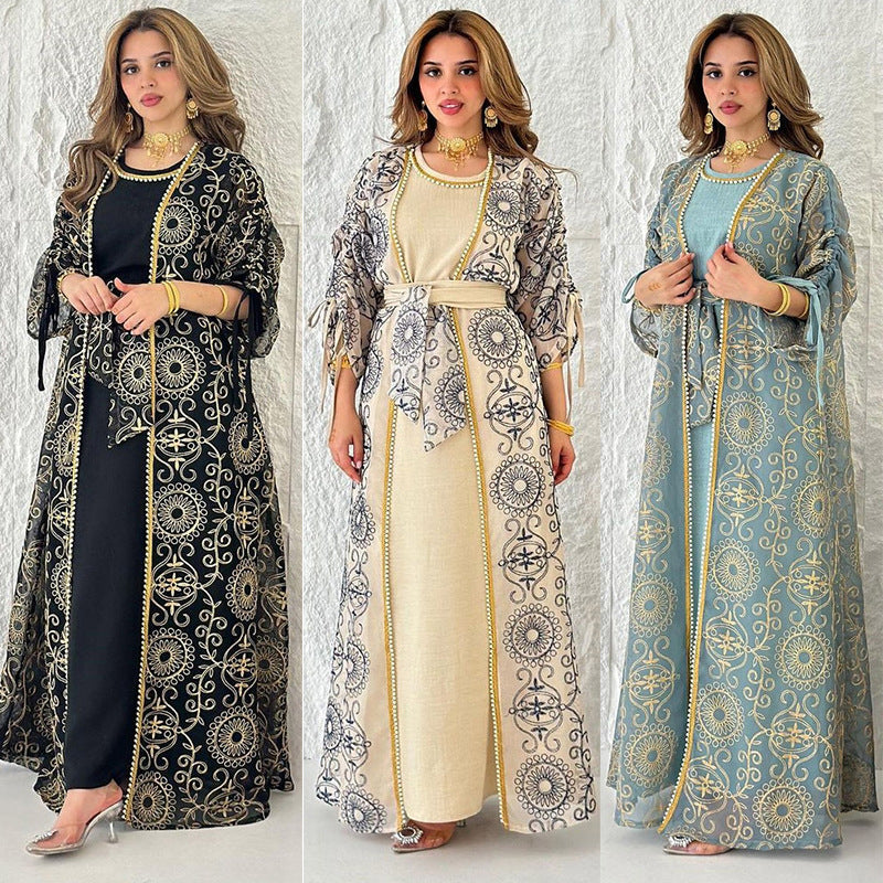 LM6653 Embroidered Robe Two-piece Set, Elegant and Lightweight Design.