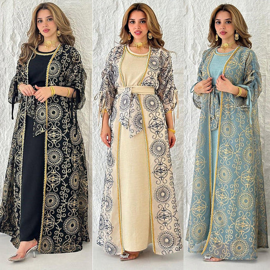 LM6653 Embroidered Robe Two-piece Set, Elegant and Lightweight Design.