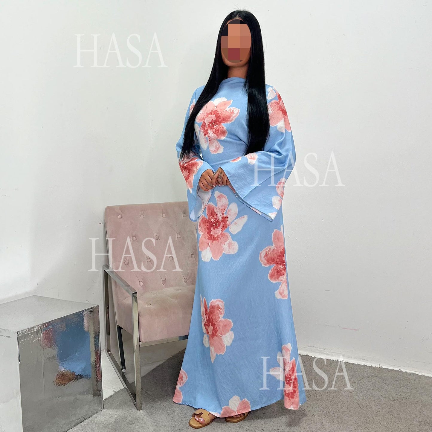 LUMAYA6503 Long-sleeved Waist-length Printed Dress (one Piece)
