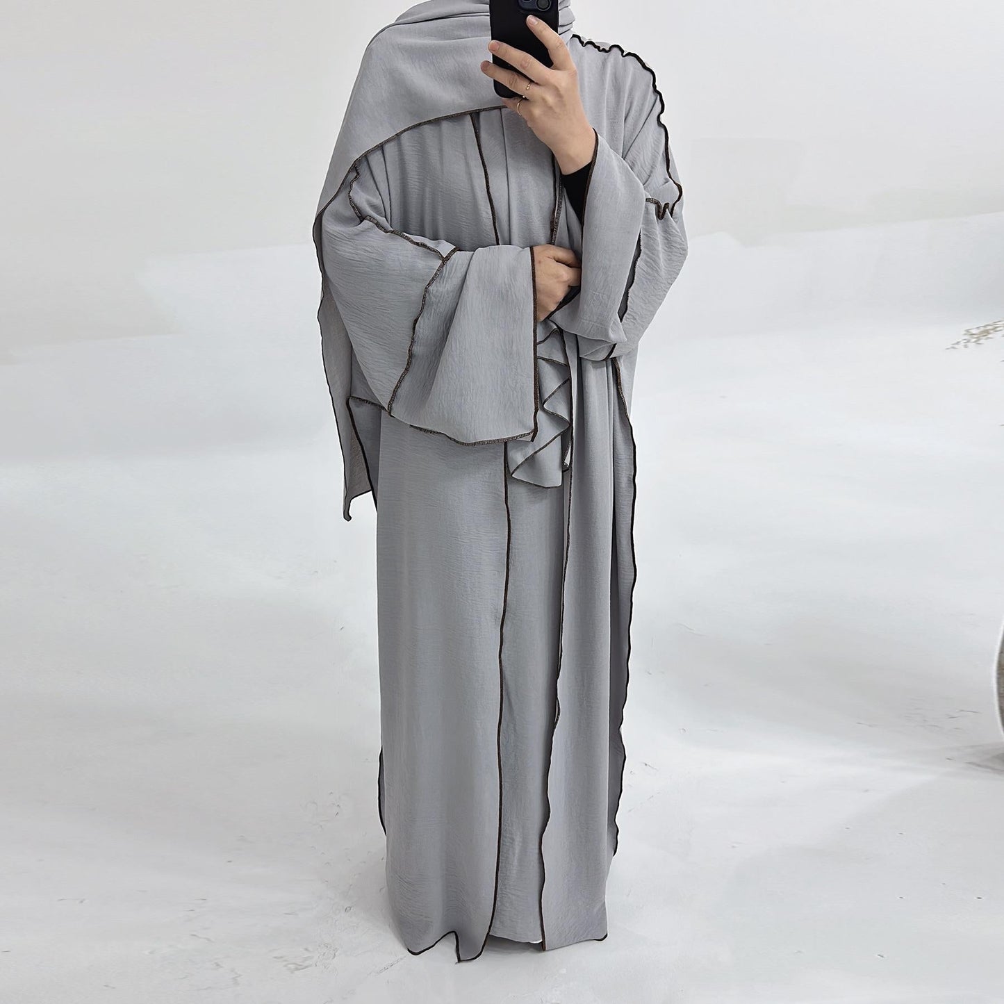 LUMAYA LM1182 3pcs Set Crepe Inner Dress and Cardigan and Hijab