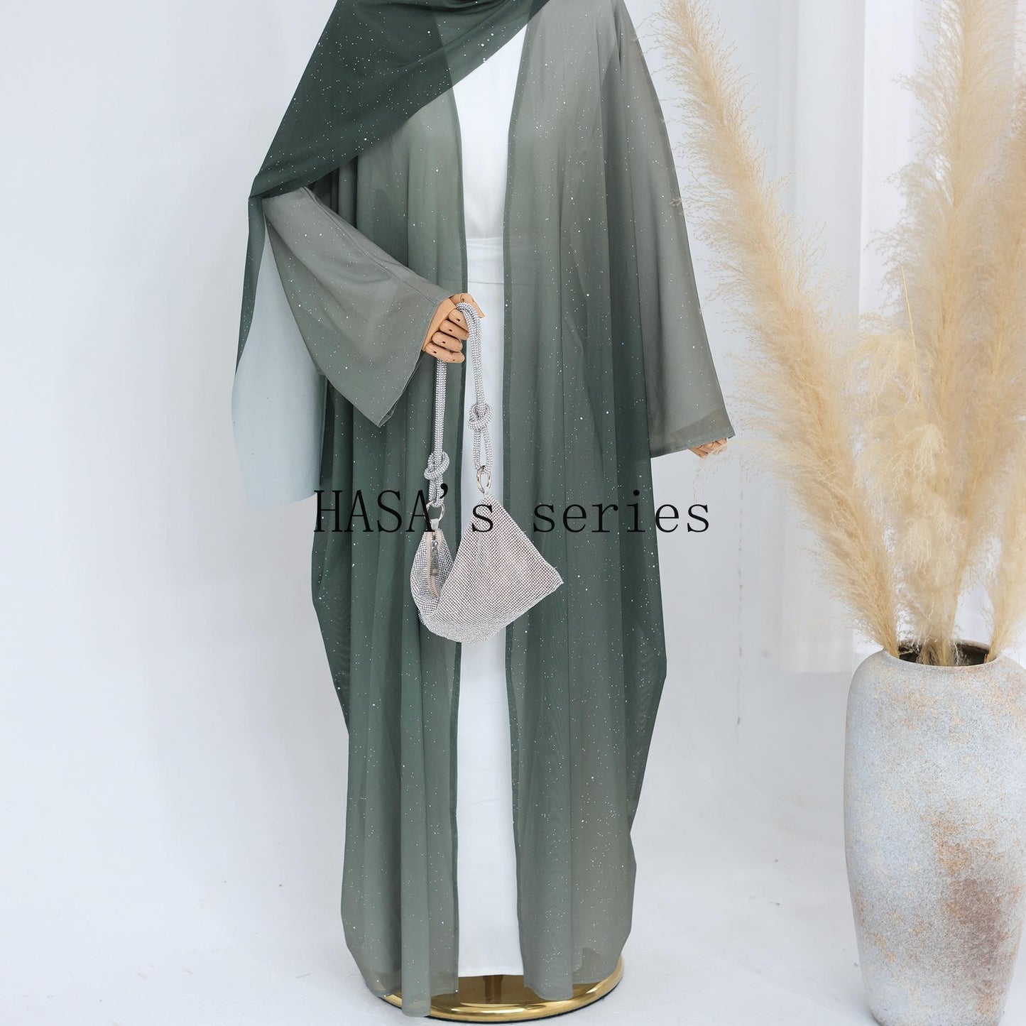 LUMAYA4839 Gradient Sequined Long Cardigan