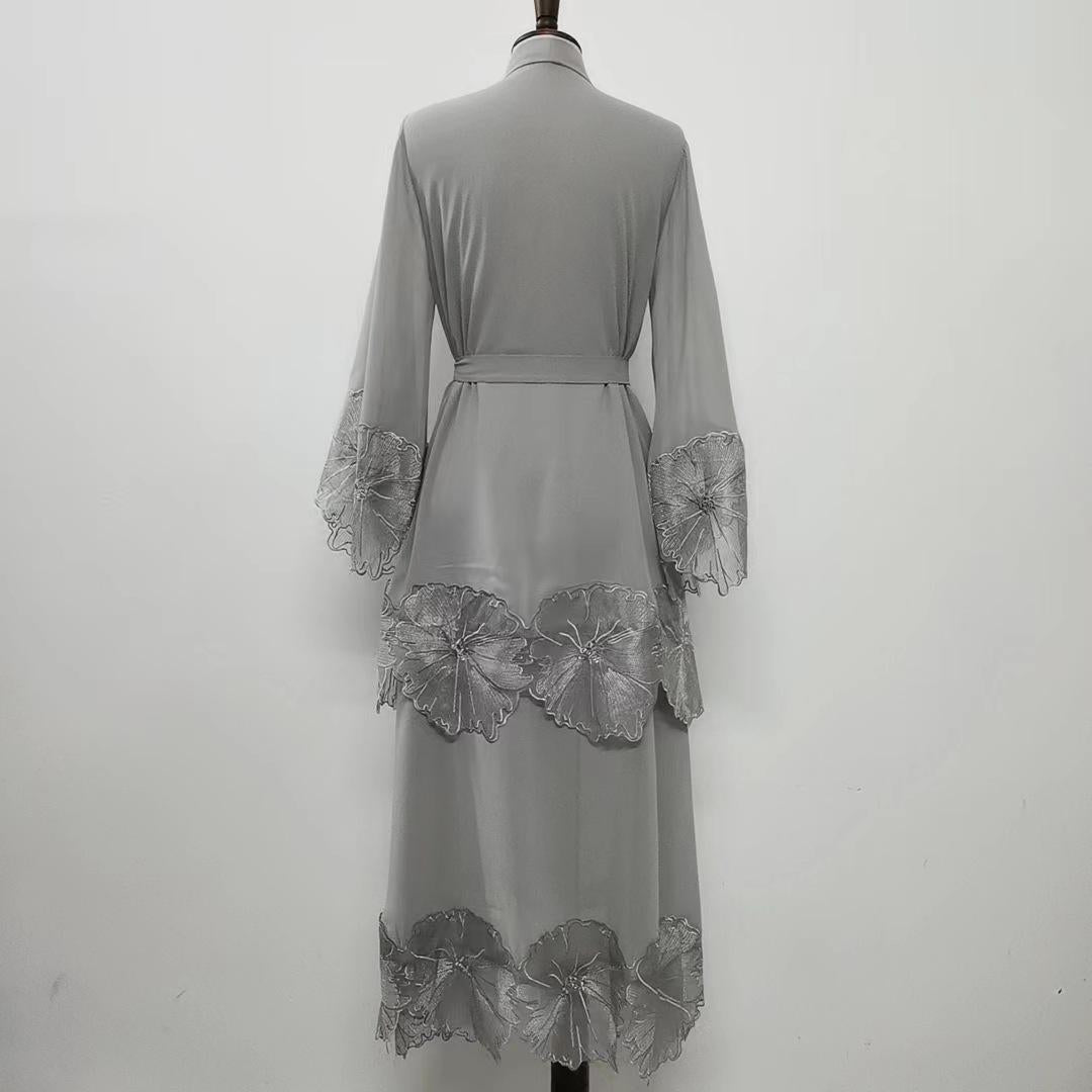 LUMAYA LUMAYA1025 1pcs Lace Embroidery Double-Layer Cardigan