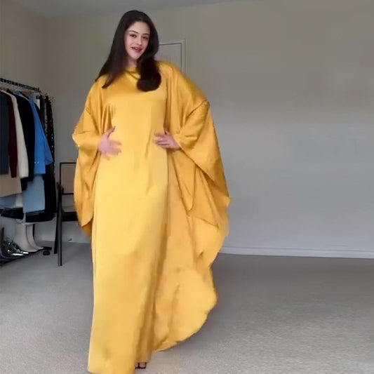 LM1504 Satin Batwing Sleeve Kaftan with Inner Belt