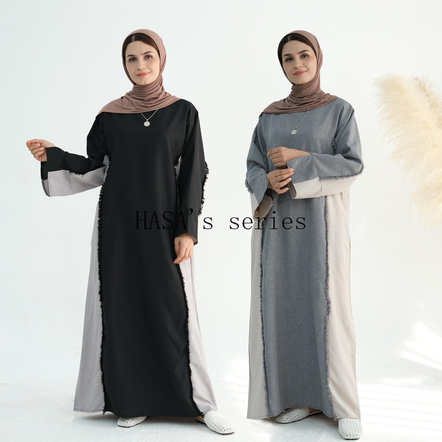 LUMAYA5508 Elegant patchwork robe - lightweight and comfortable, showing fashion taste plain casual dress