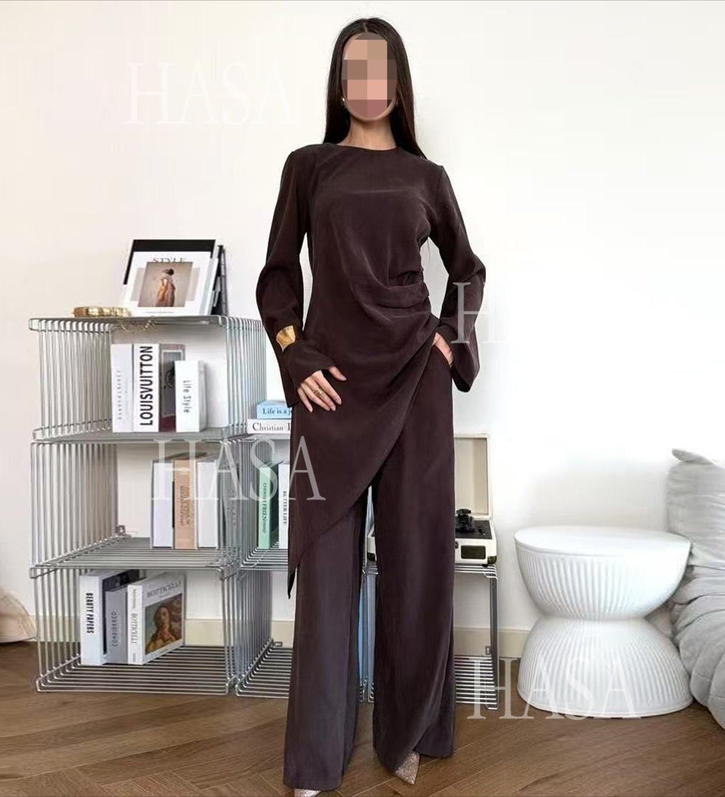 LM6606 Asymmetrical two-piece tunic (with optional headscarf)