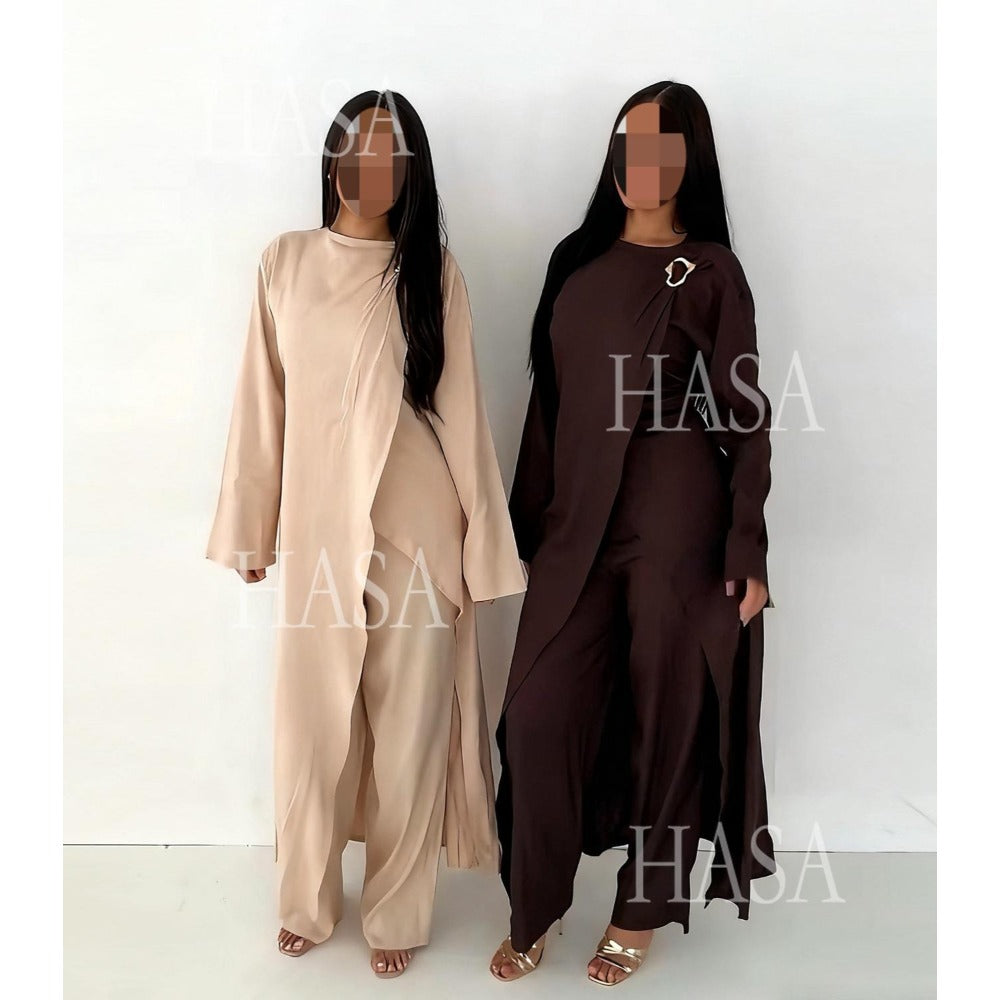 LM6605 Stylish asymmetrical two-piece set (with optional headscarf)