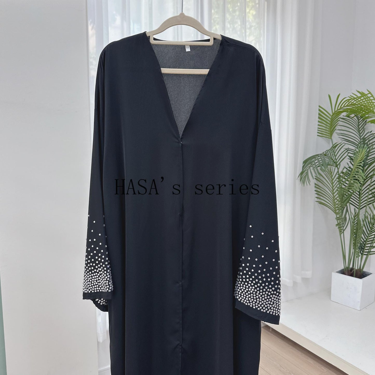 LUMAYA4837 Simple and Elegant Two-piece Set: A Cardigan and A Long Dress with Rhinestone Details on The Cuffs.