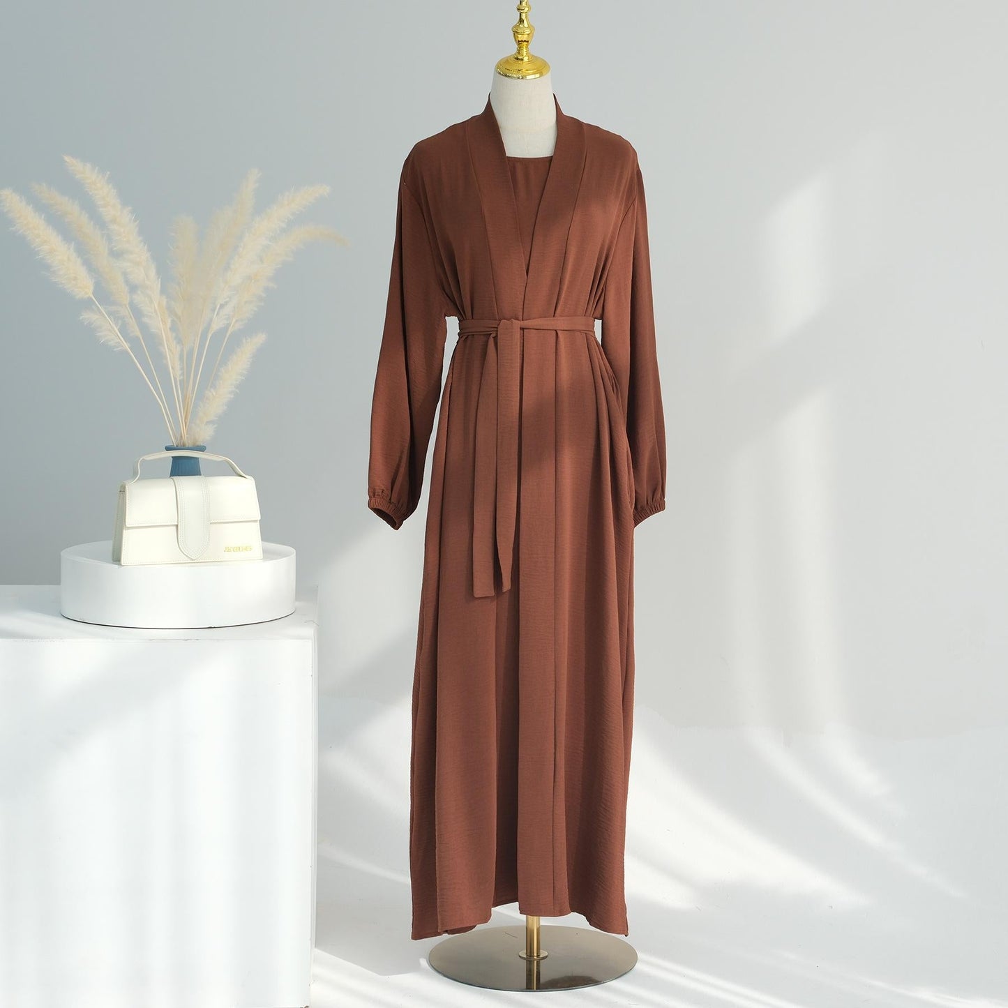 LUMAYA LUMAYA0995 3pcs Cardigan+without  Sleeves Inner Dress+Hijab