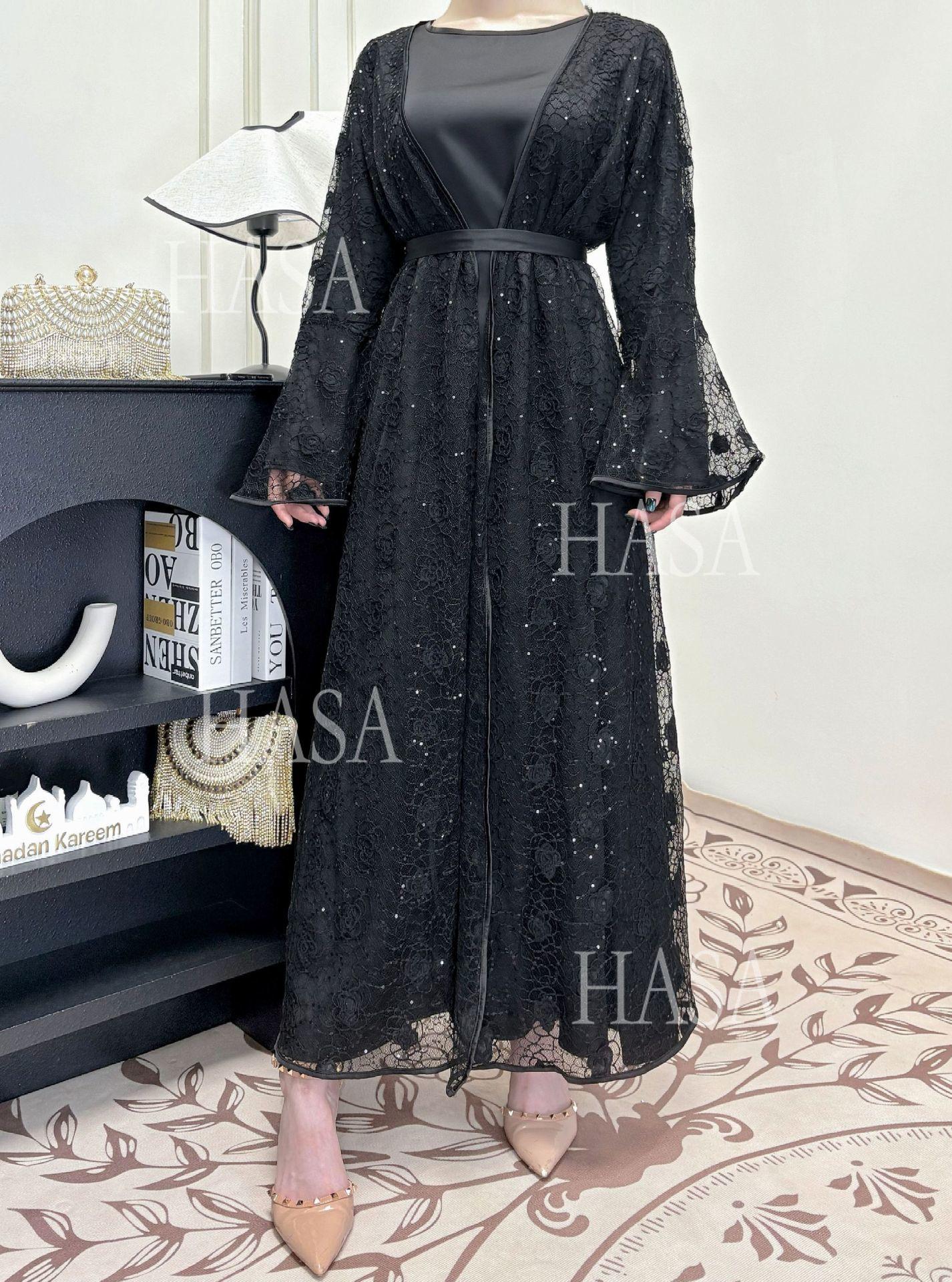 LUMAYA6482 Soft Lace Maxi Dress Set, Simple Loose Design