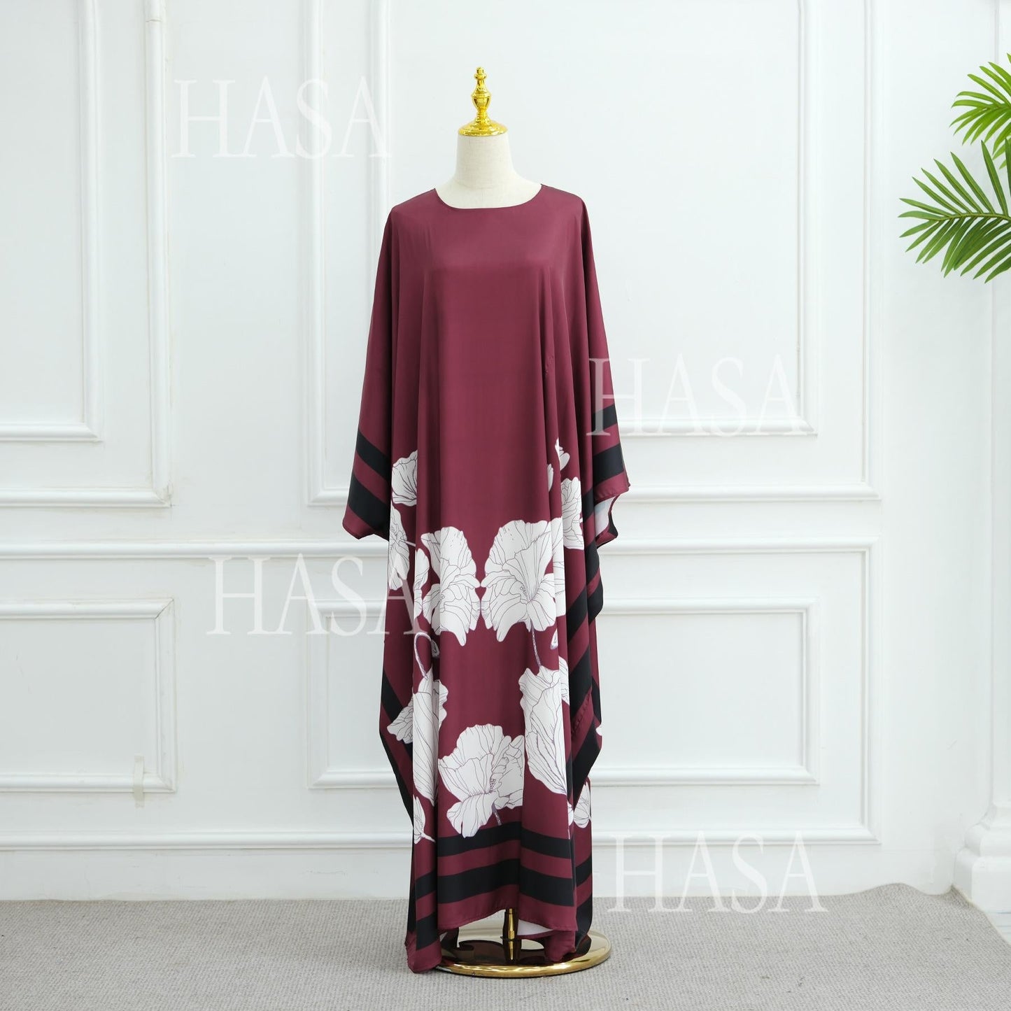 LM6556 Colorblock Print Cardigan Robe Dress