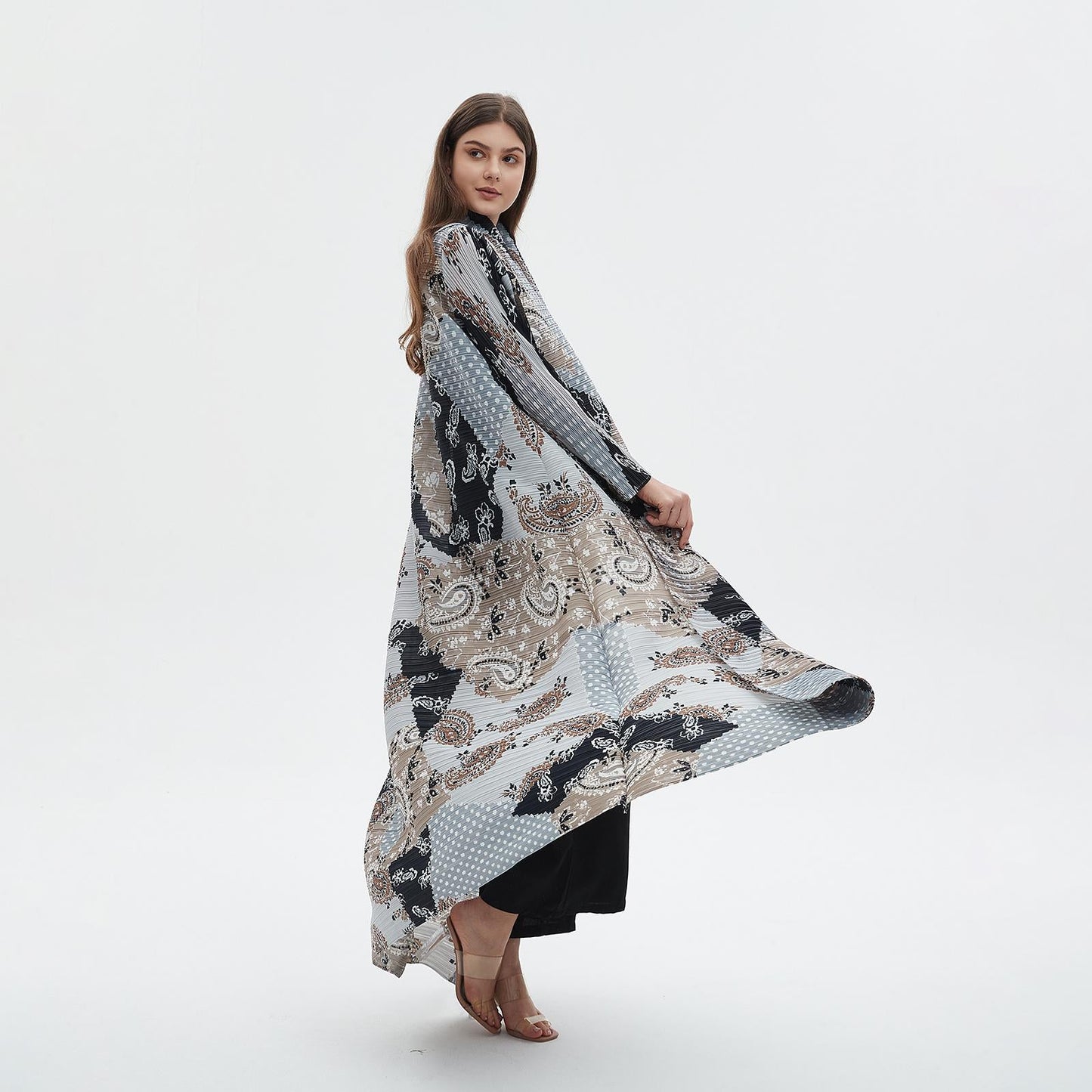 LUMAYA6713 Ethereal Blue , Elevated Abaya Style with Paisley Prints