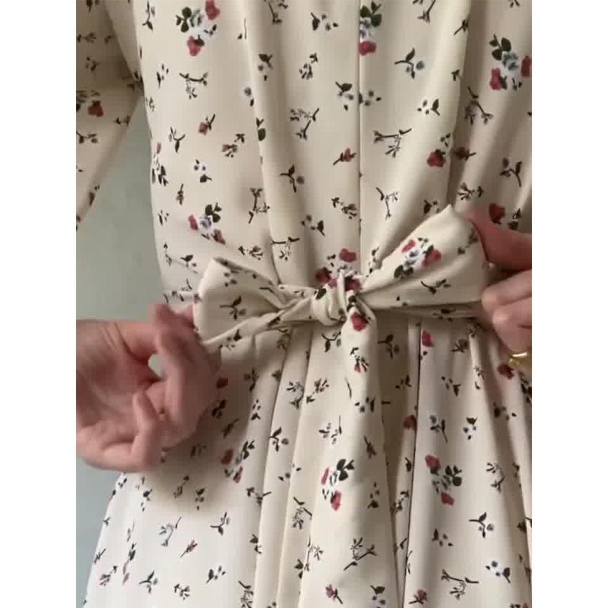 LUMAYA LUMAYA1027 Lace Up Floral Dress Long Skirt