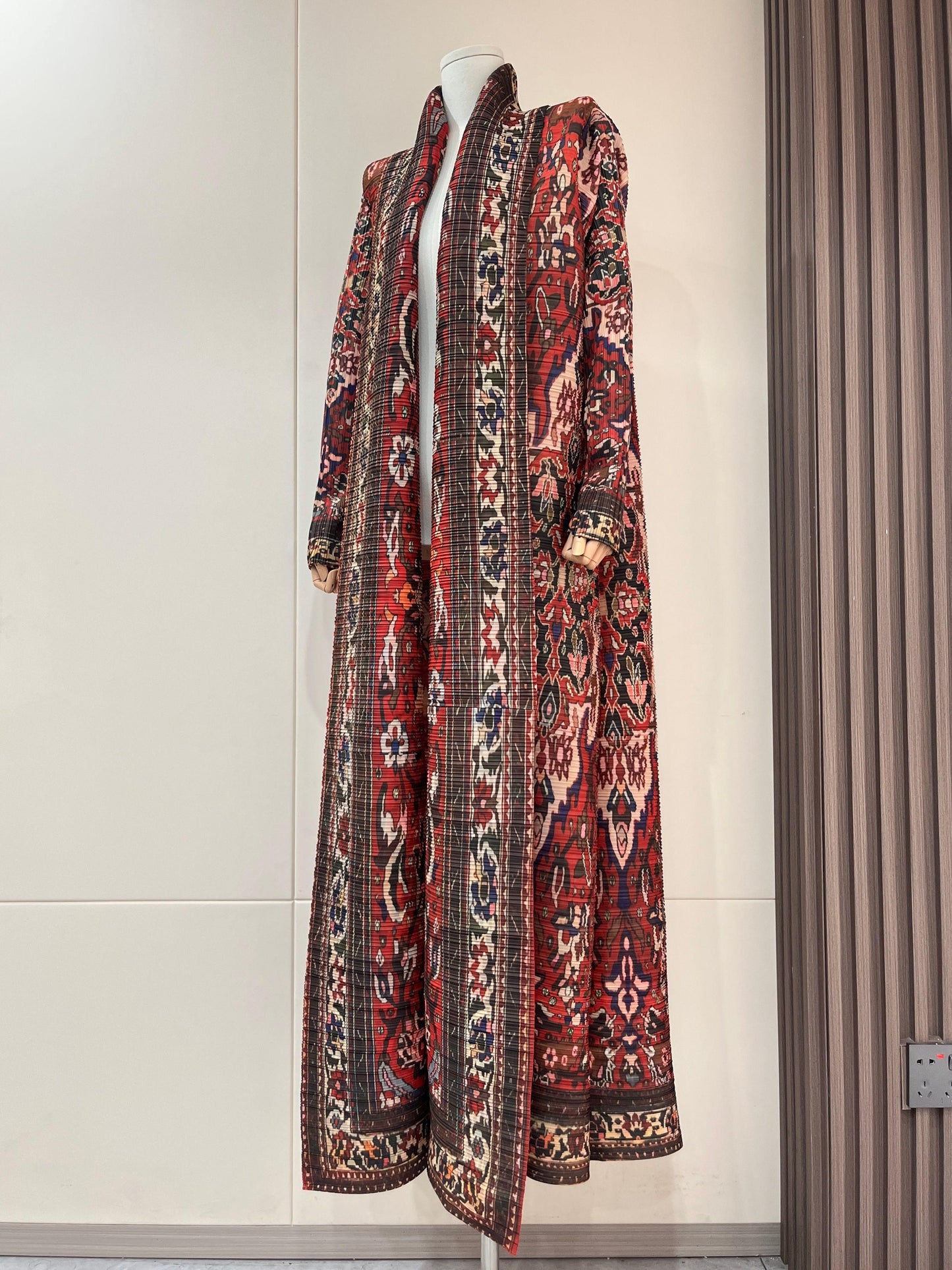 LUMAYA6706 Bohemian Elegance , Vibrant Red Printed Abaya