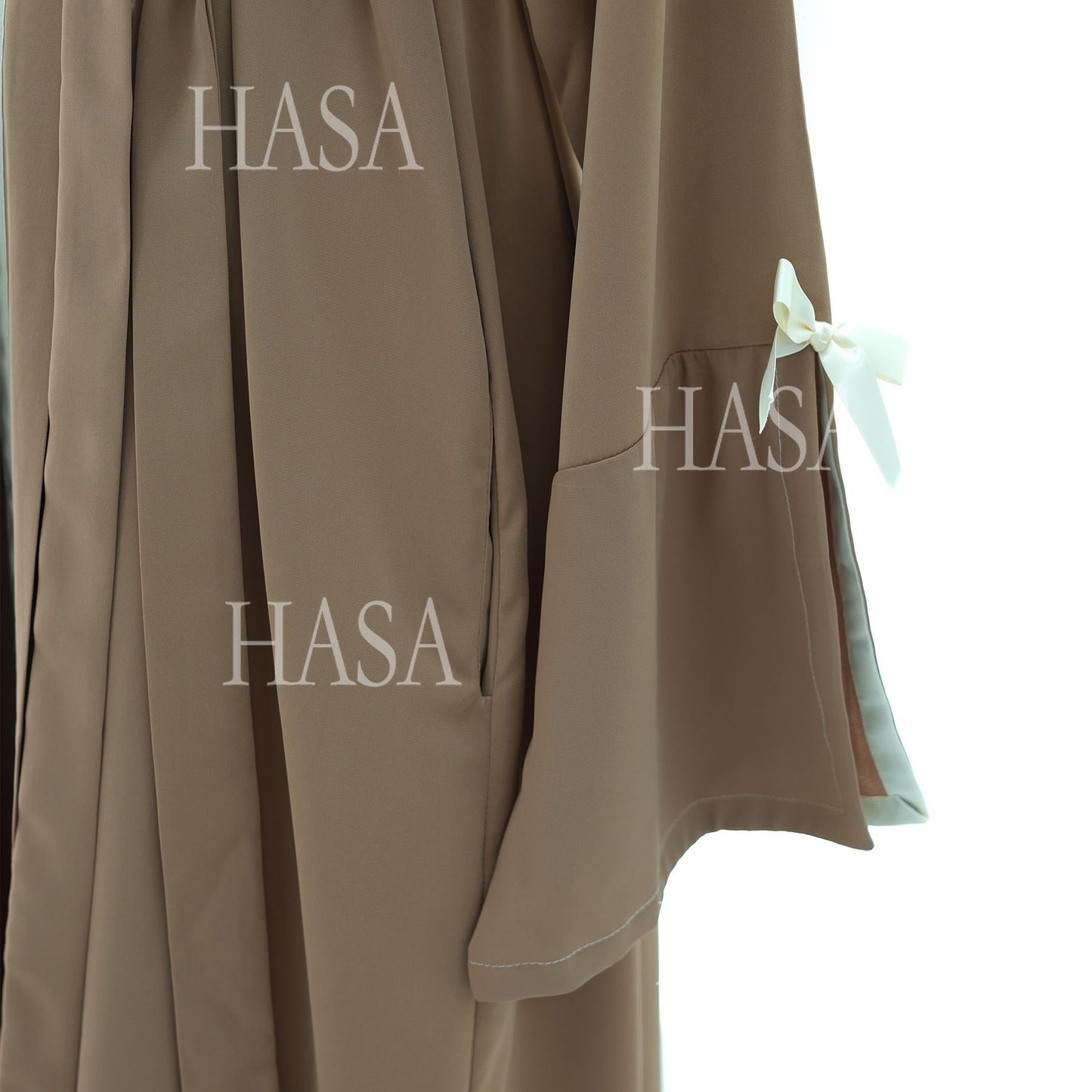 LUMAYA6520 Cardigan-Morgenmantel Mit Schleife (Kopftuch Nicht Inbegriffen)