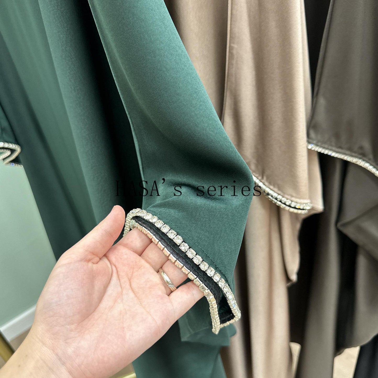 LUMAYA4841 A Minimalist, Beaded, Matte Satin Long Dress with A Subtle and Elegant Design.