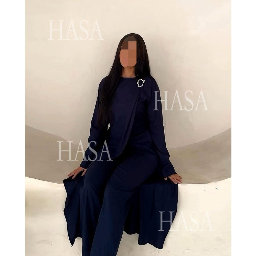 LM6605 Stylish asymmetrical two-piece set (with optional headscarf)