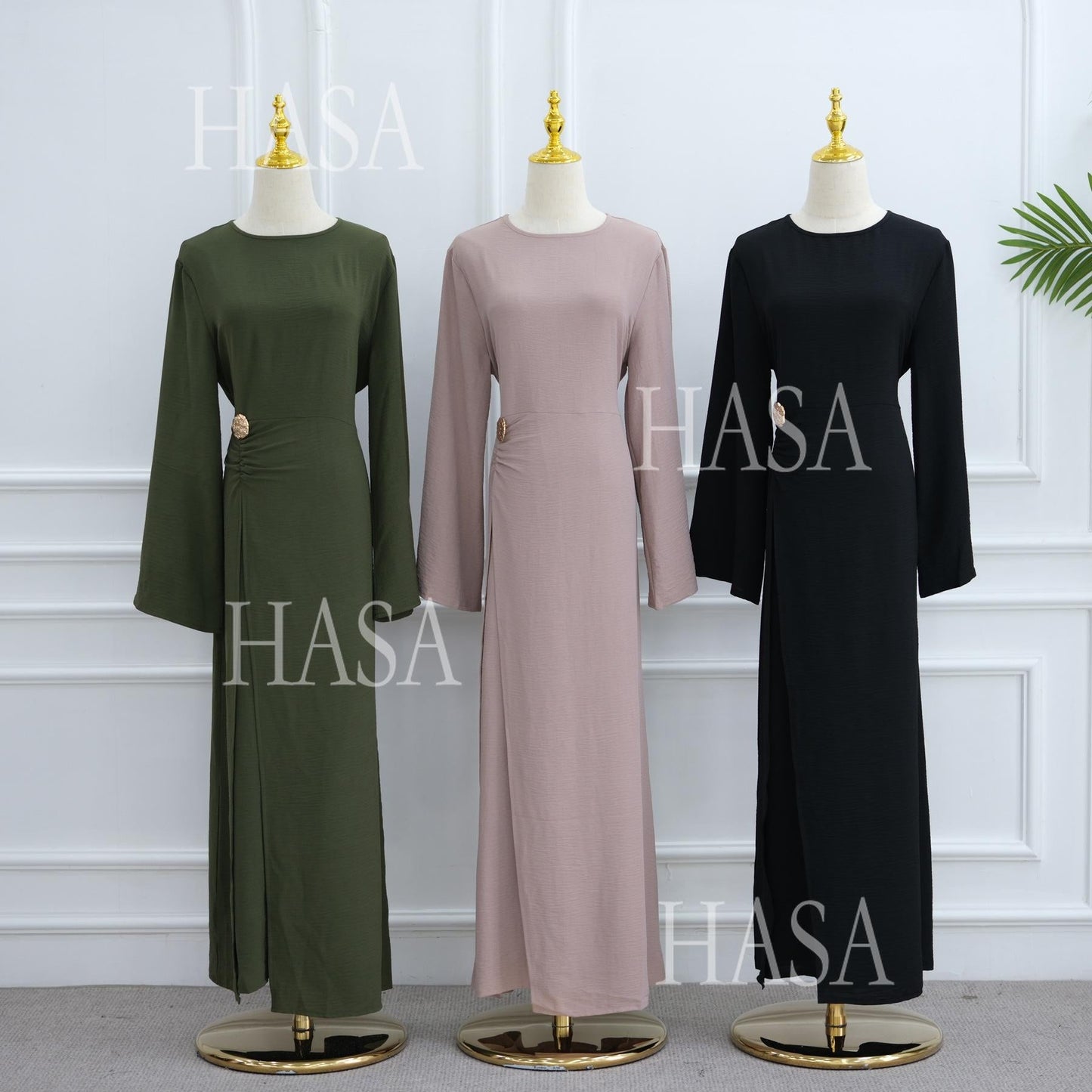 LUMAYA6549 Minimalist Abaya with Waist Detail