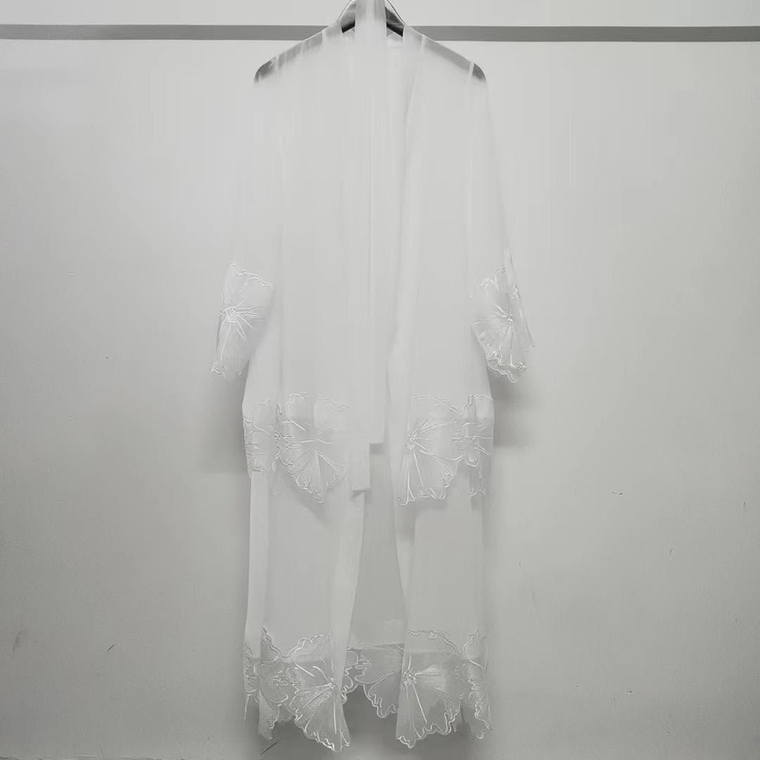 LUMAYA LUMAYA1025 1pcs Lace Embroidery Double-Layer Cardigan