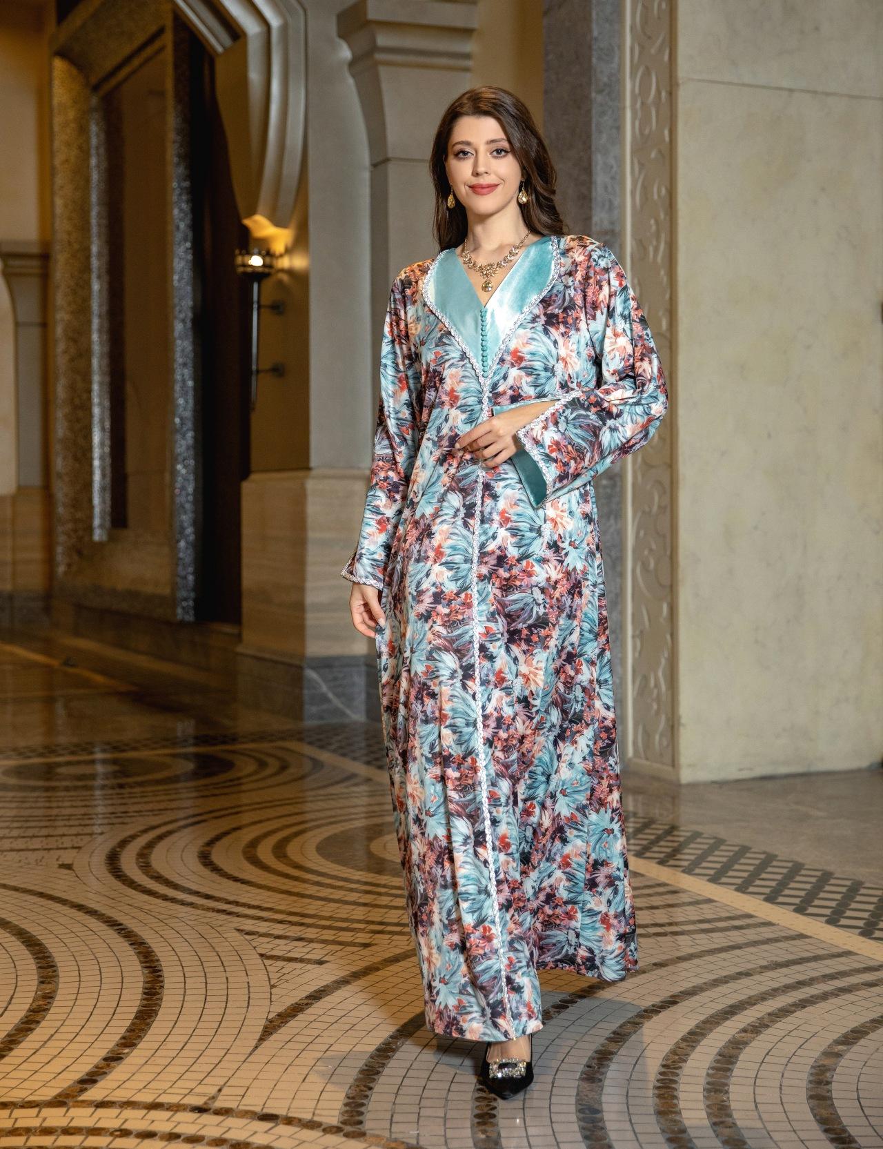 LUMAYA LUMAYA1070 Fashionable Printed Diamond Set Robe