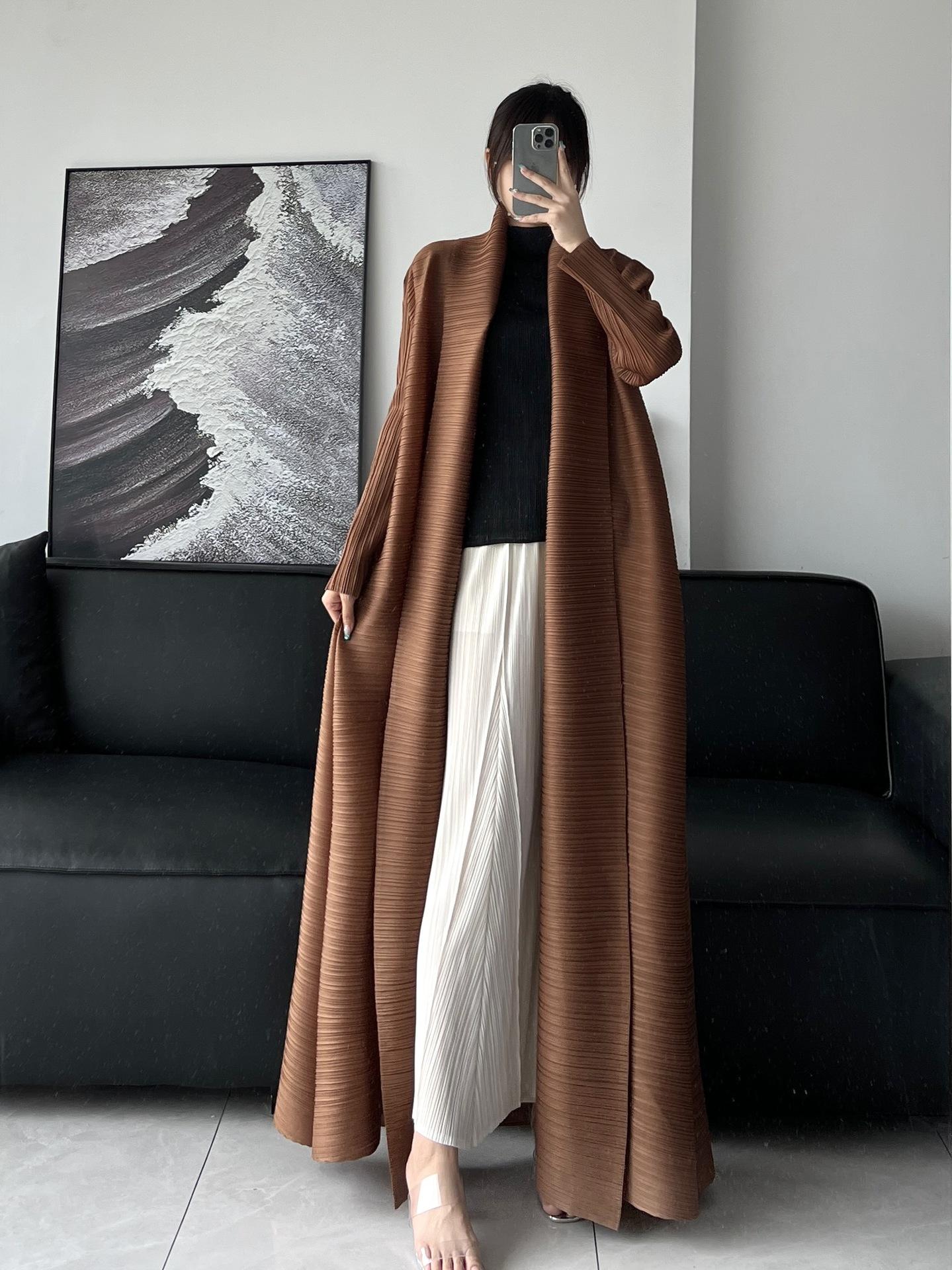 LUMAYA6729 Chocolate Crinkle | Brown Textured Open Abaya