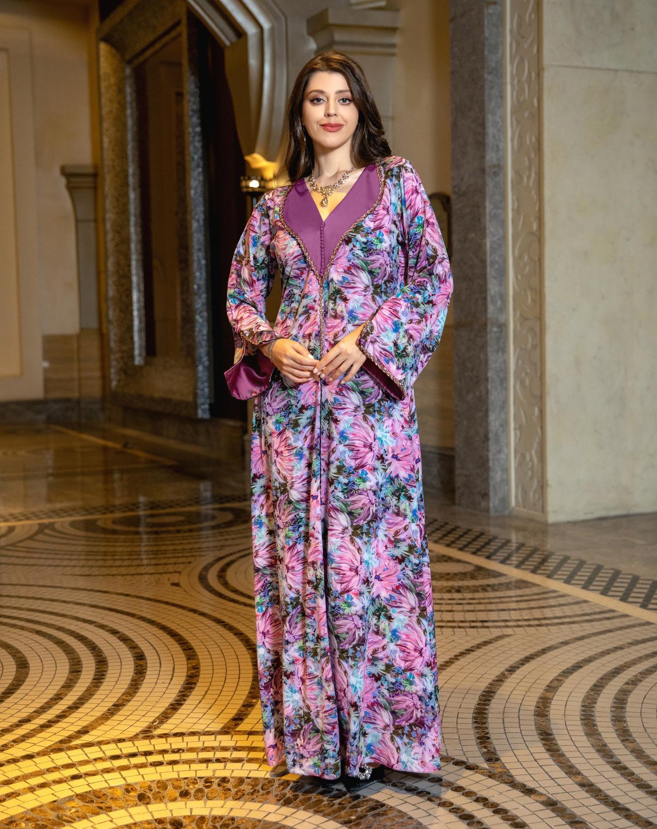 LUMAYA LUMAYA1070 Fashionable Printed Diamond Set Robe