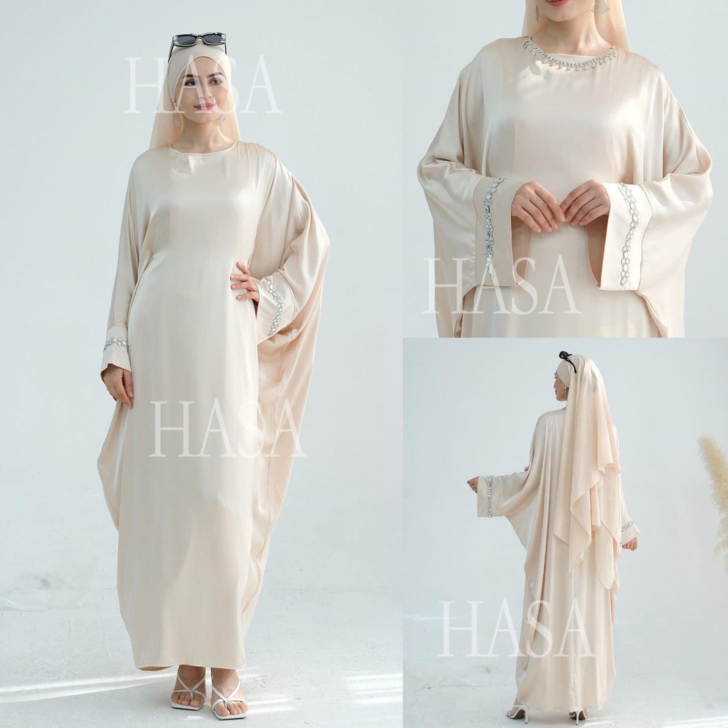 LUMAYA5882 A Cardigan Dress with Exquisite Hot Diamond Embellishment and Elegant Details closed abayas